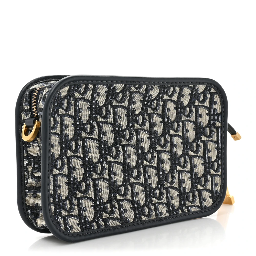 Dior Blue Oblique Canvas Diorquake Clutch Gold Hardware High-end reps1:1High-quality replica