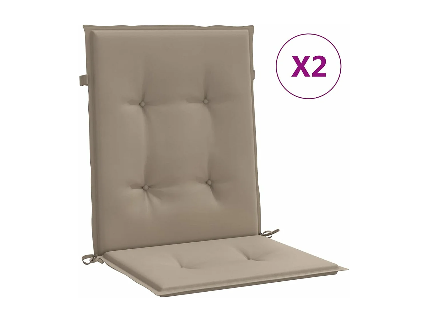 Coussins de chaise de jardin à dossier bas lot de 2 taupe