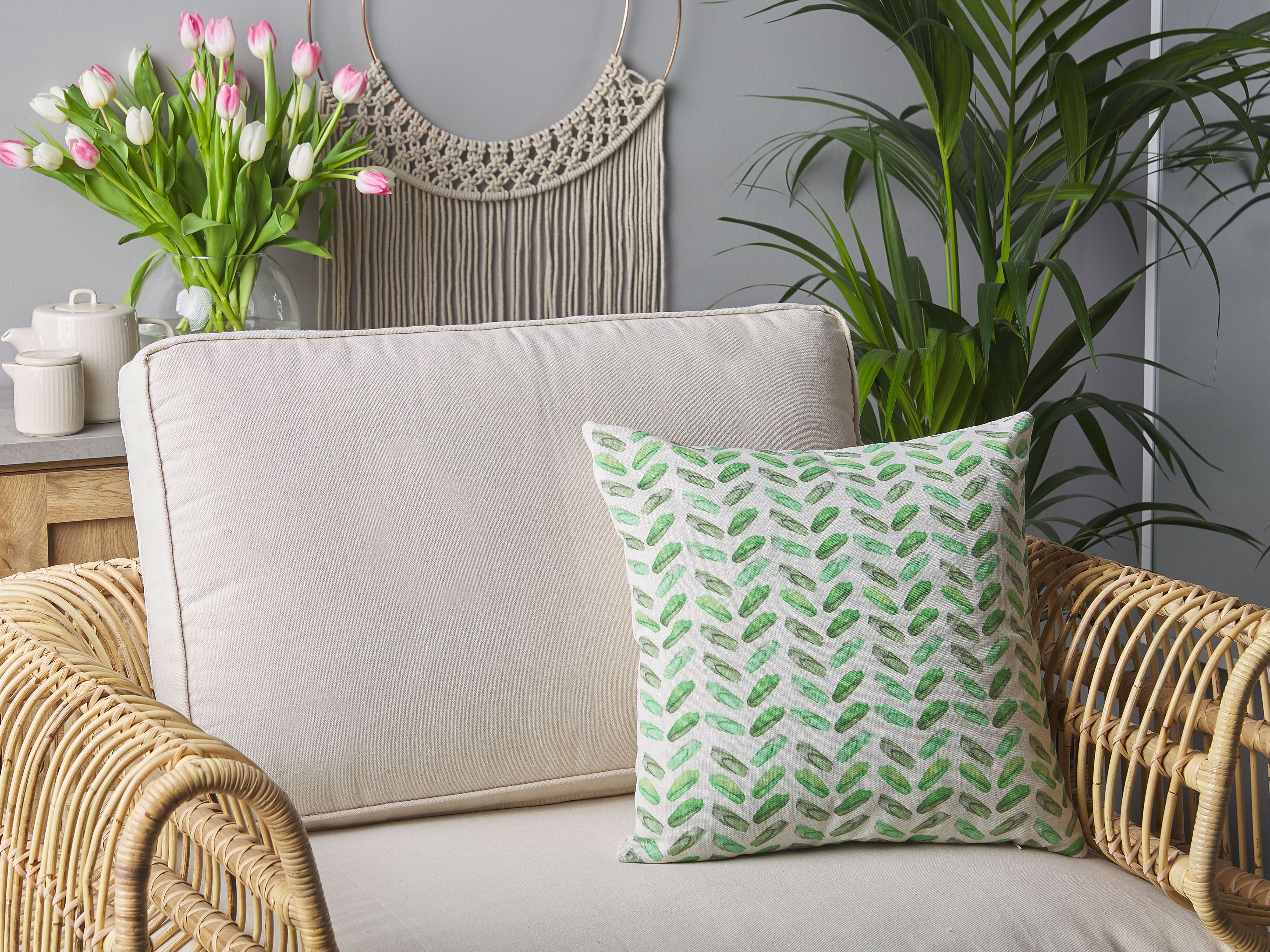 Set of 2 Decorative Cushions PRUNUS 45 x 45 cm Green Abstract Pattern