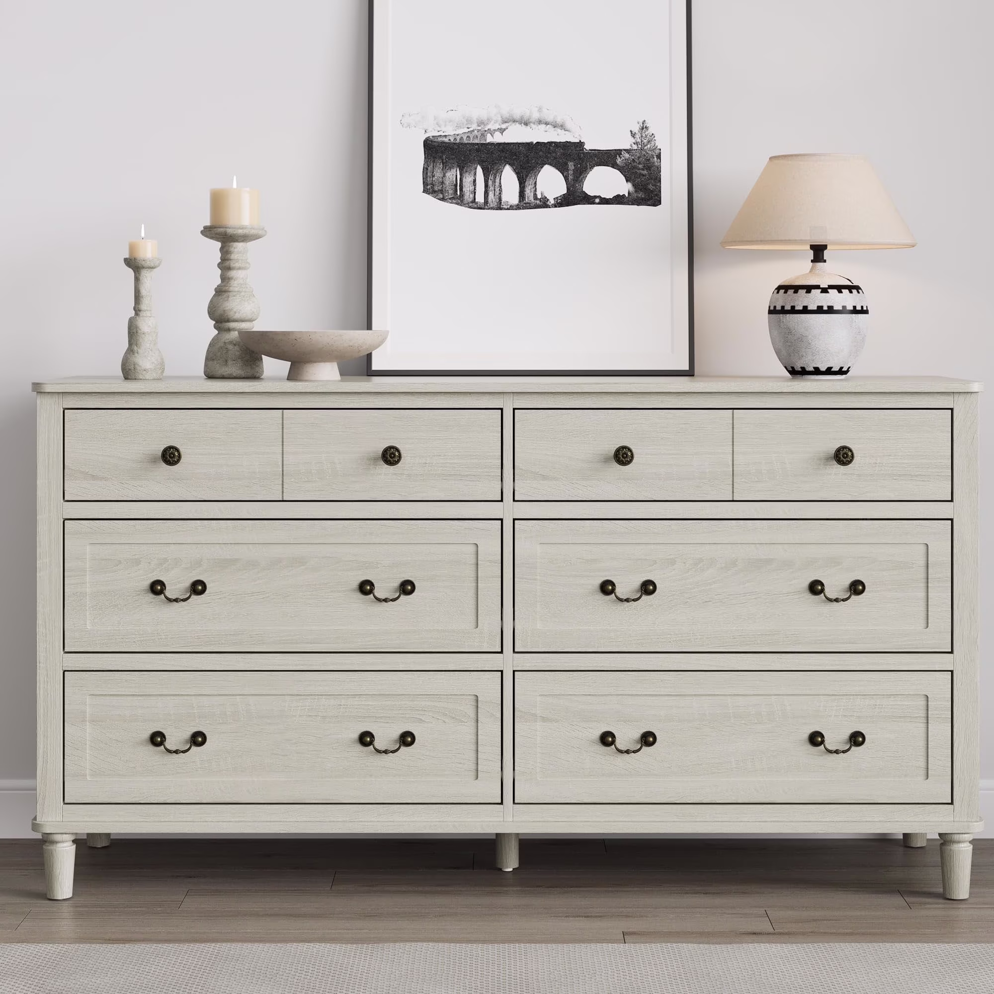 May Color Large White 3 Drawer Dresser Set of 2 with Fluted Panel, Modern Chest of Drawers with Silent Slide Drawers, Wood Accent Nightstand with Storage for Bedroom Living Room, Hallway - Image 18