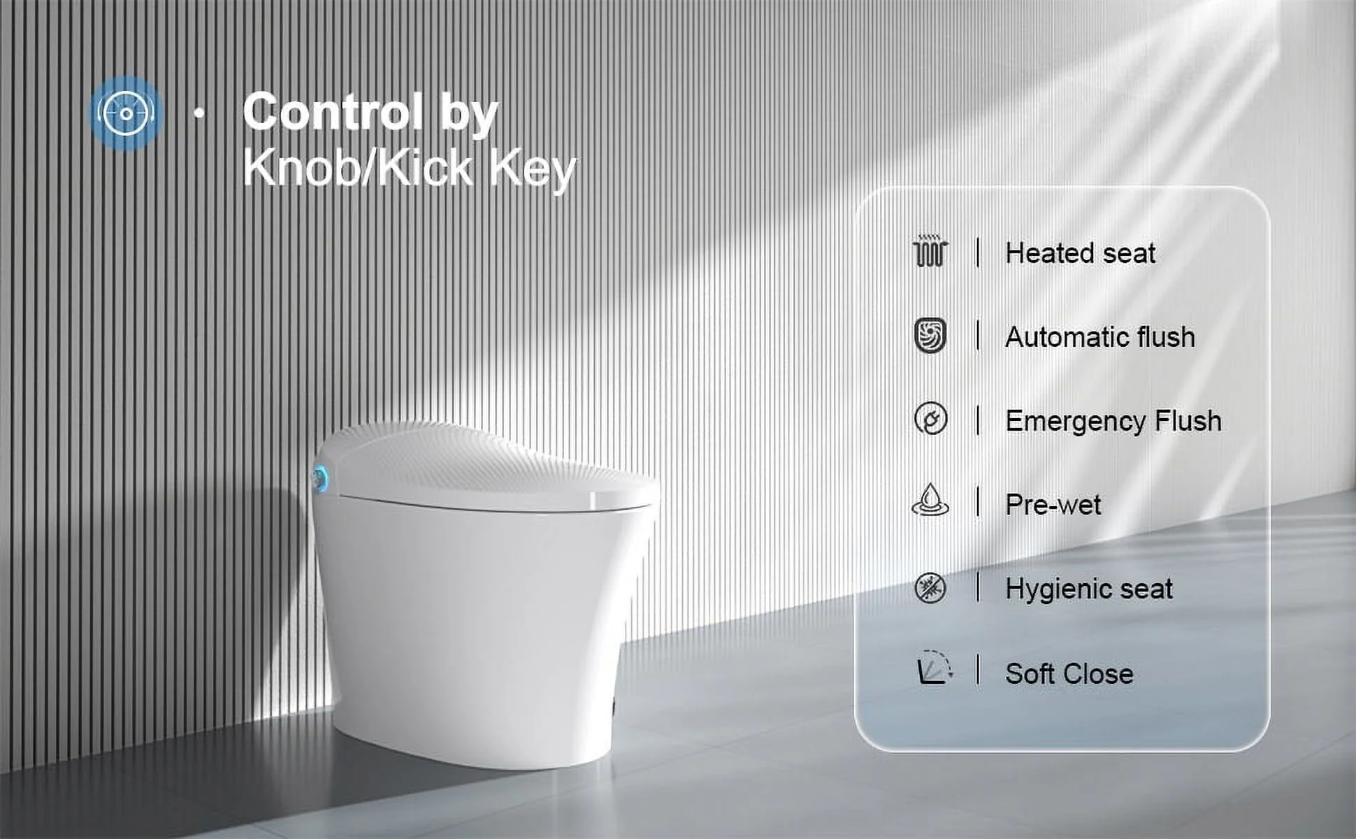 Horow Smart Toilet with Heated Seat, Automatic Power Flush Tankless,Ceramic One Piece Toilets no bidet