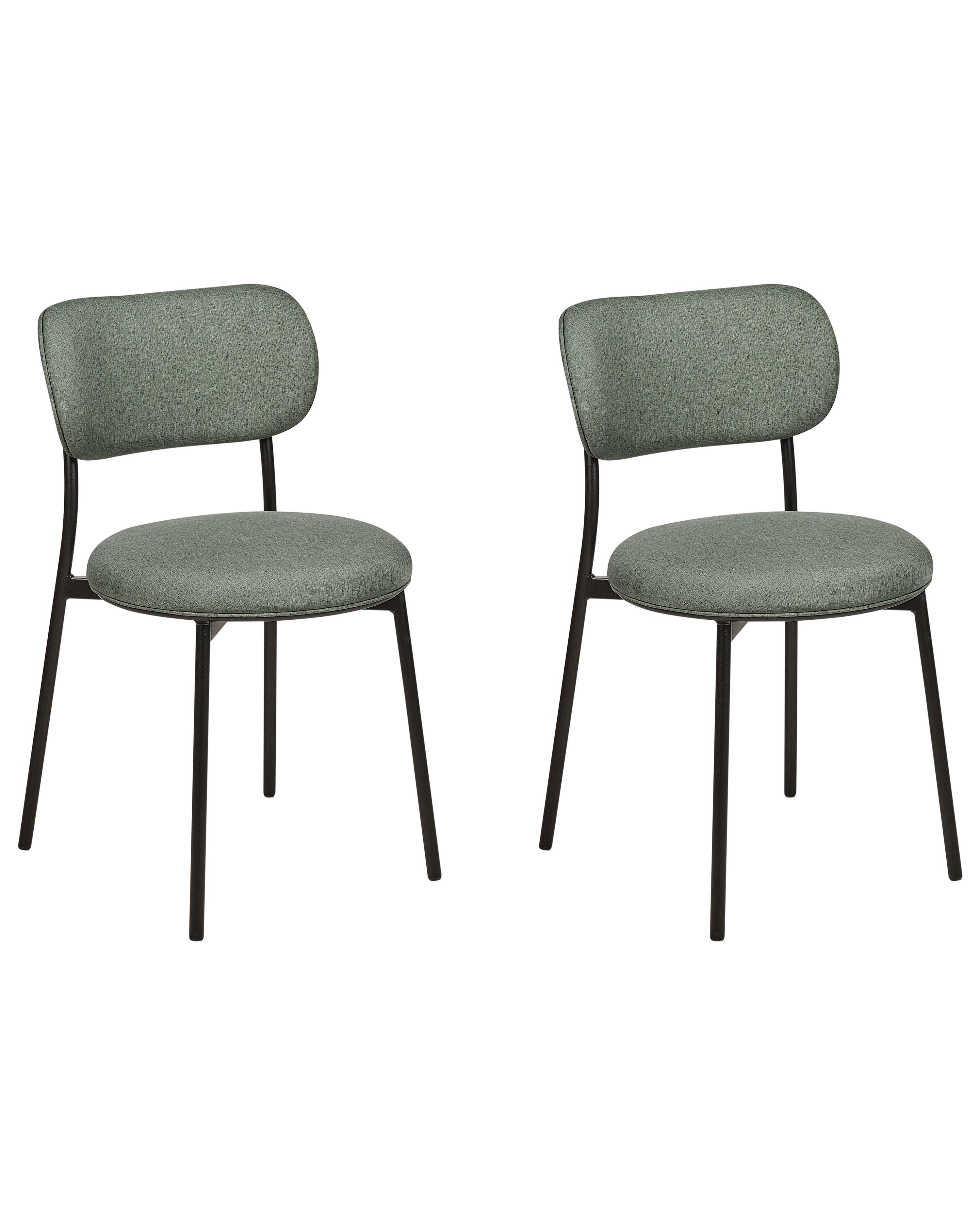 Set of 2 Dining Chairs CASEY Fabric Dark Green