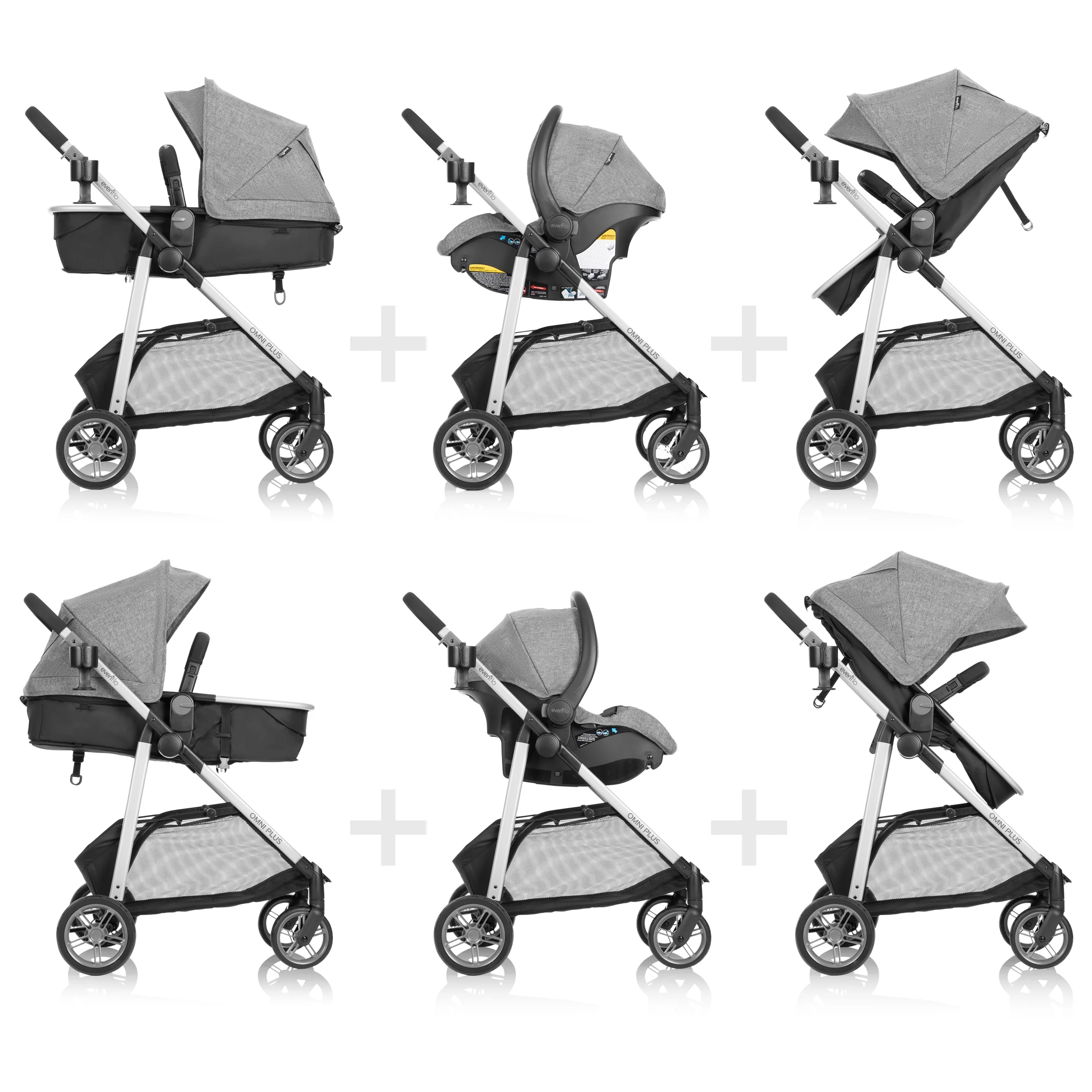 Evenflo Omni Plus Modular Travel System with LiteMax Sport Infant Car Seat, Mylar Gray, Unisex - Image 22
