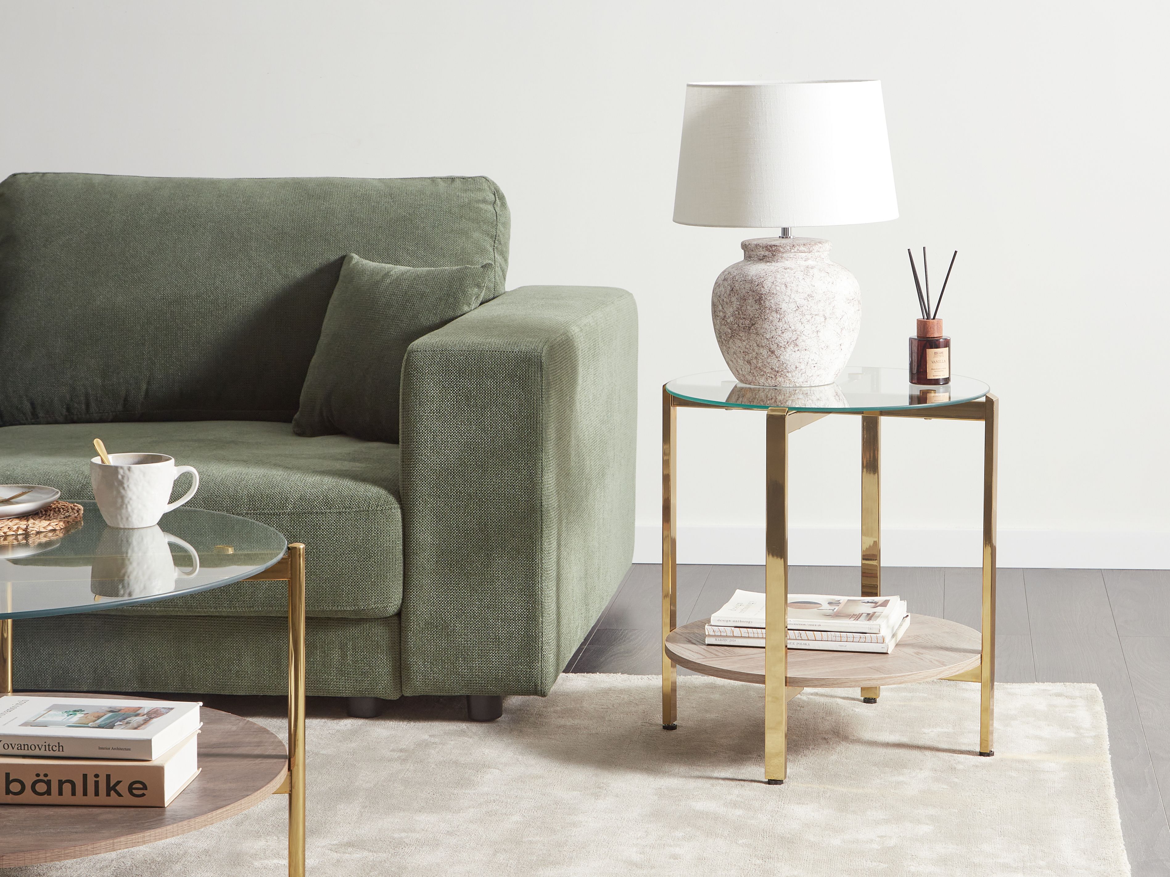 Side Table LOVELL Tempered Glass Gold
