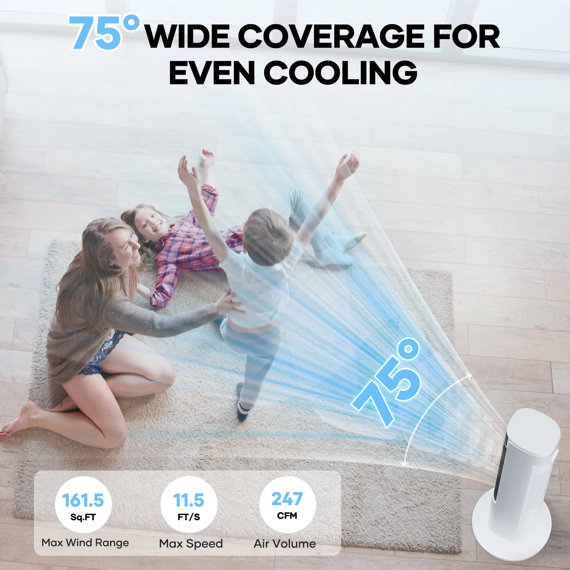 MaxKare 3-in-1 Tower Fan, Air Cooler with FCC & ETL, Humidifier for Office & Bedroom, 40'' High, White - Image 7