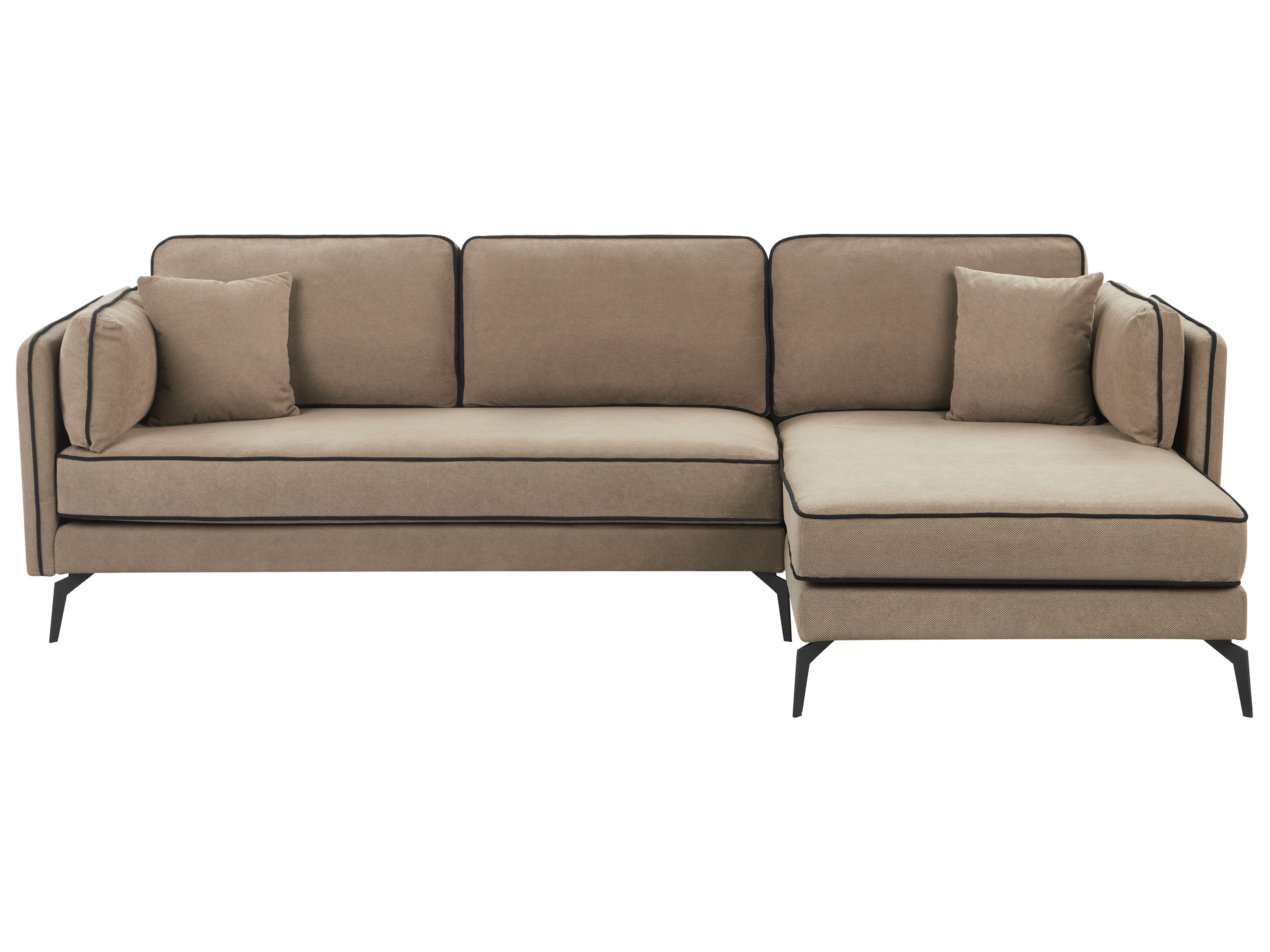 Corner Sofa 3 Seater ALTAN Fabric Light Brown Left Hand