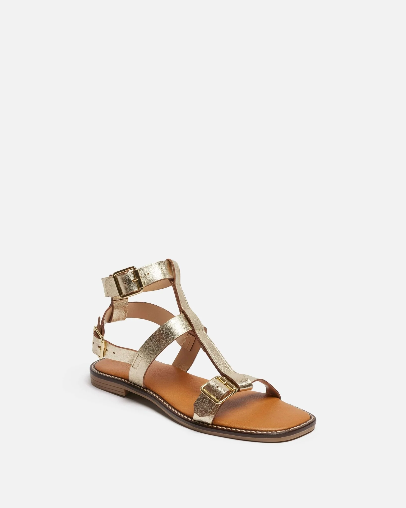 SANDALES LEANNE/MET - En cuir métallisé platine