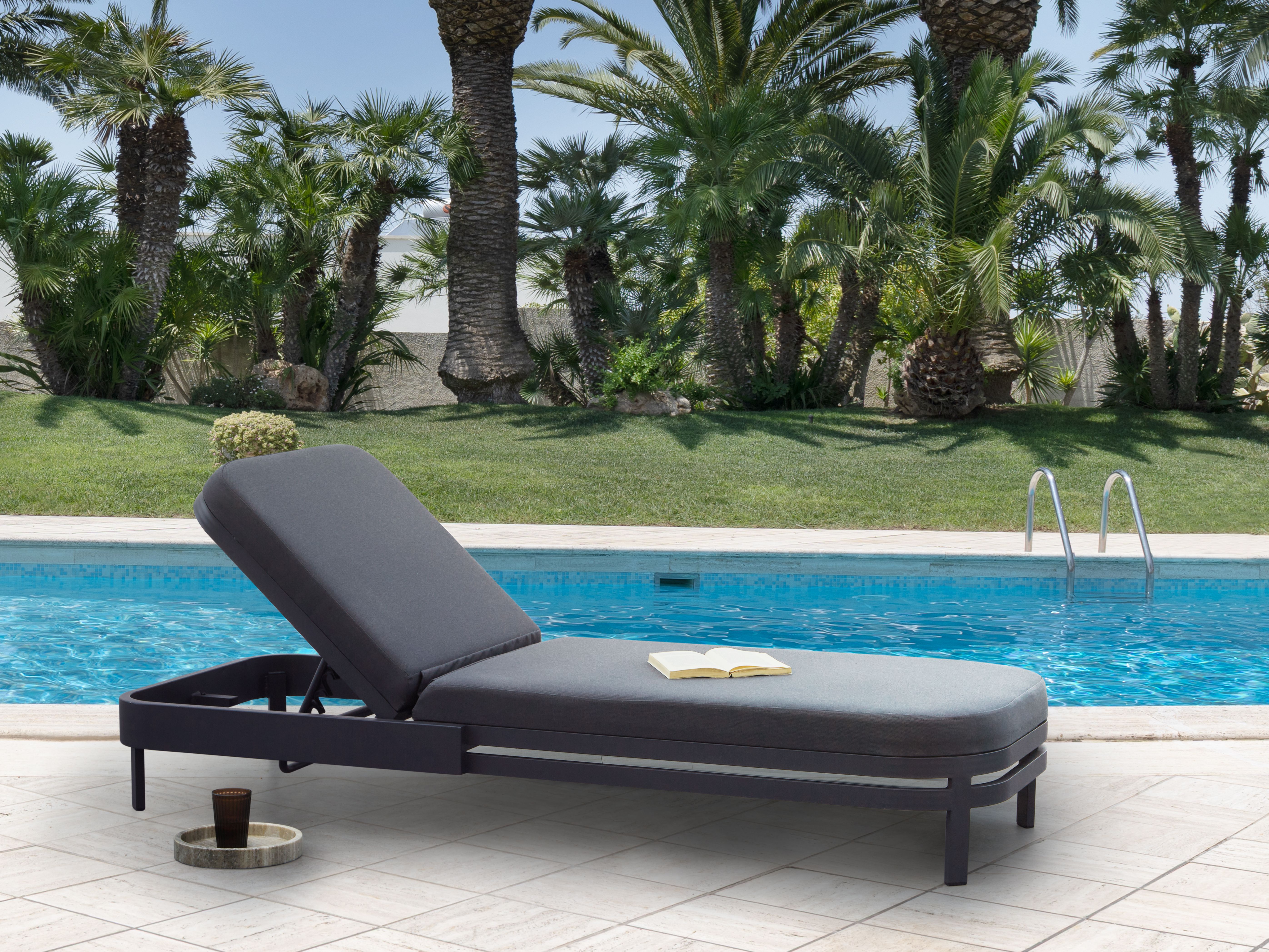 Sun Lounger NETTUNO Reclining Metal Graphite Grey
