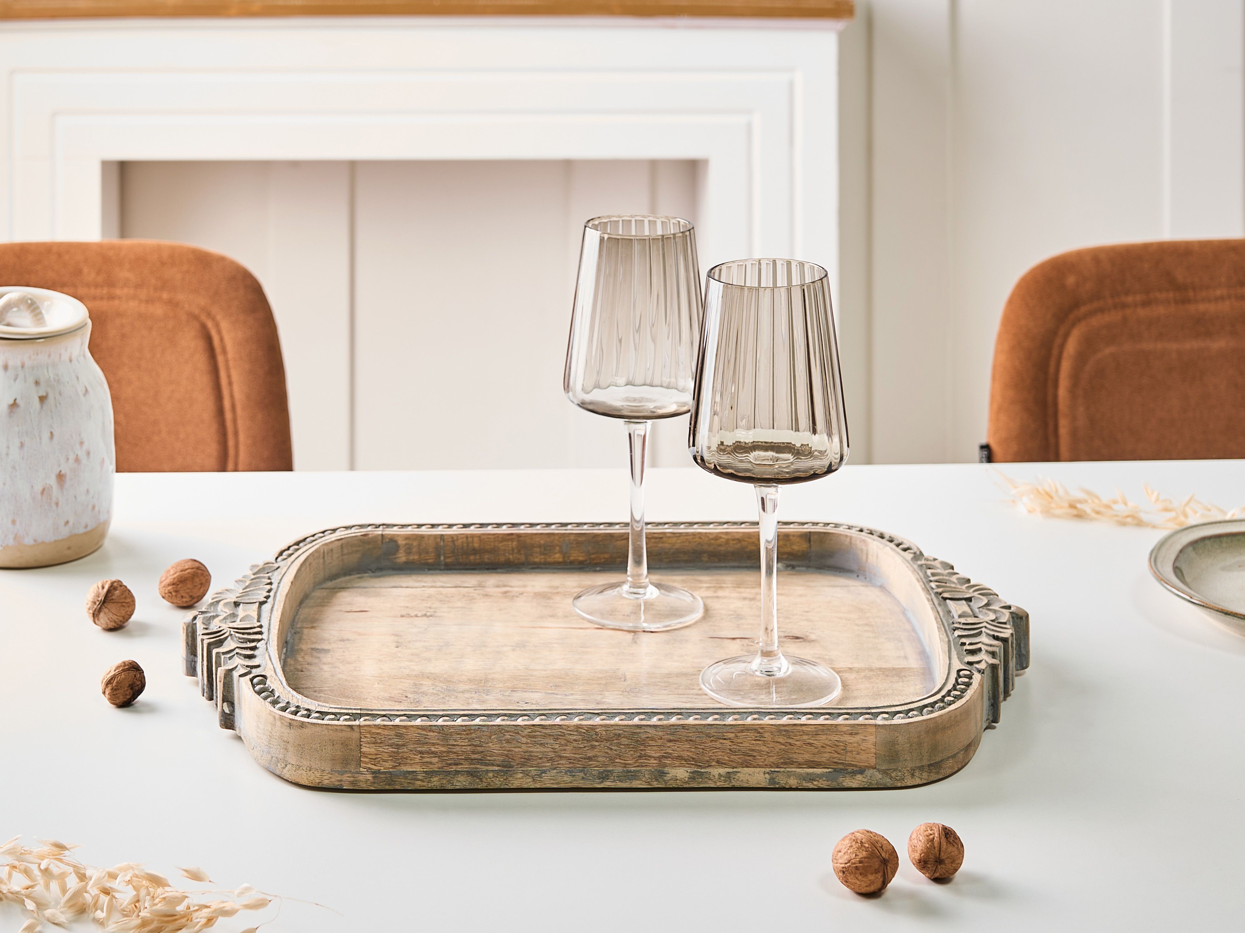 Decorative Tray ASIUT Mango Wood Light Brown