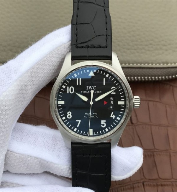 Replica IWC XF Mark XVII Black Dial Black Leather Strap A2892 - Top club