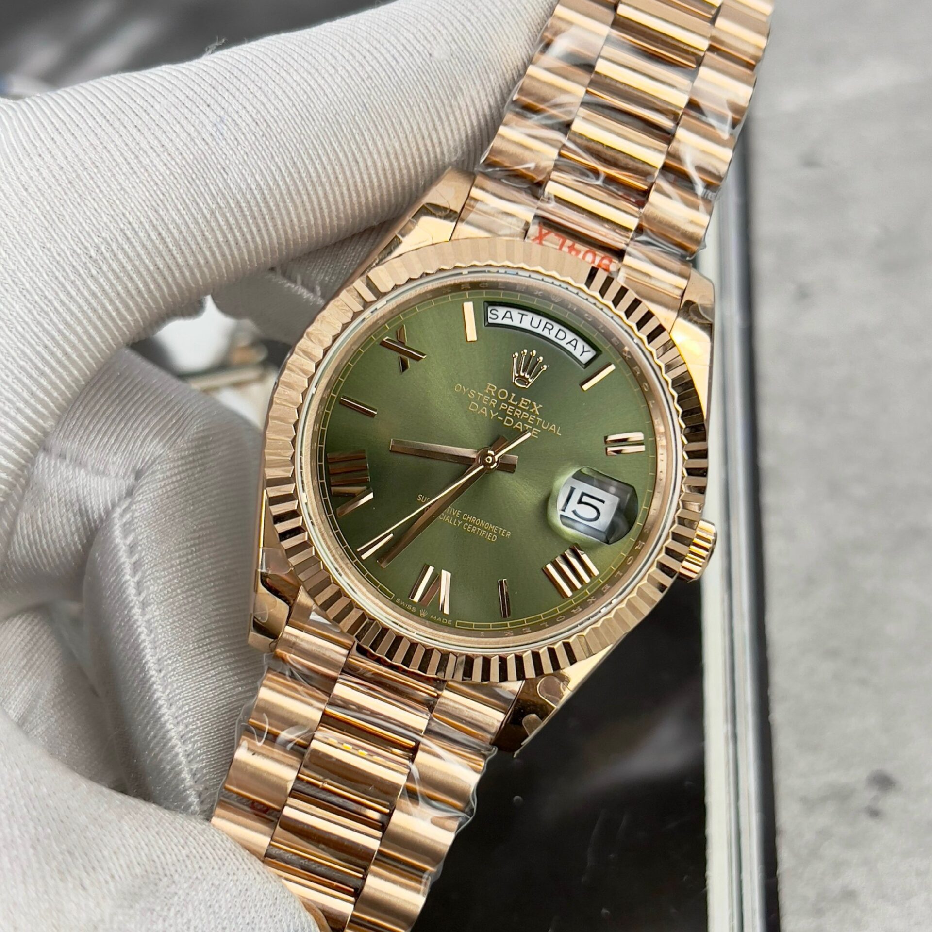 Rolex Day-Date 228235 Green Dial Replica Watch GM Factory 40mm - Elite Watch Atelier