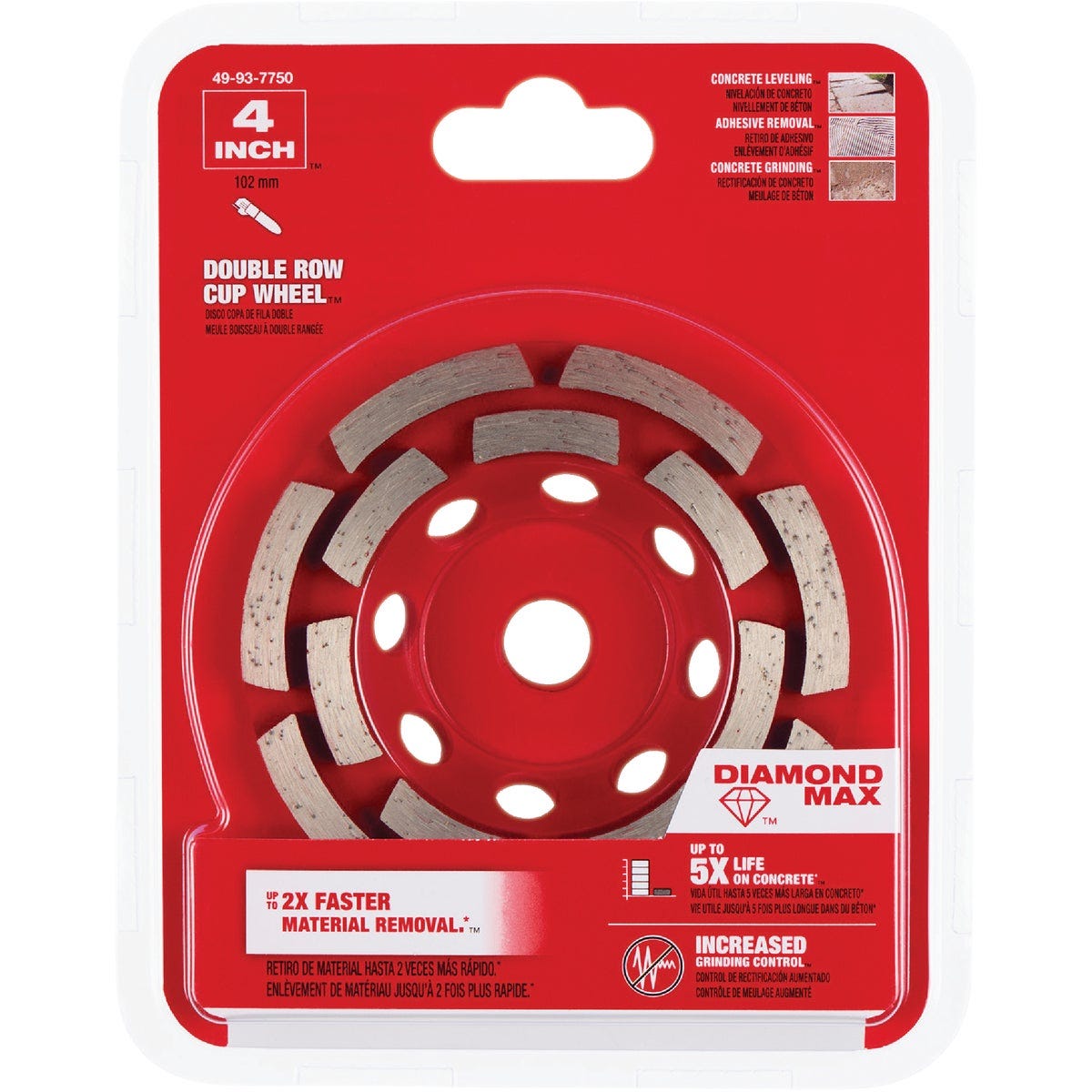 Milwaukee DIAMOND MAX 4 In. Double Row Diamond Cup Wheel