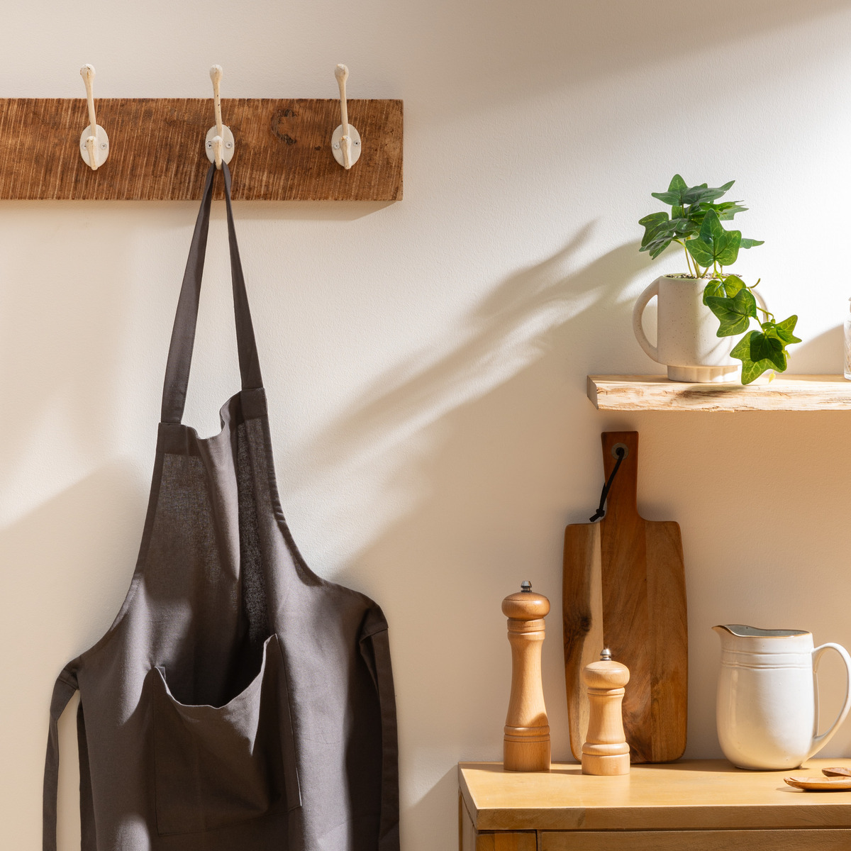 Apron, cotton Slate grey, 60x80 cm