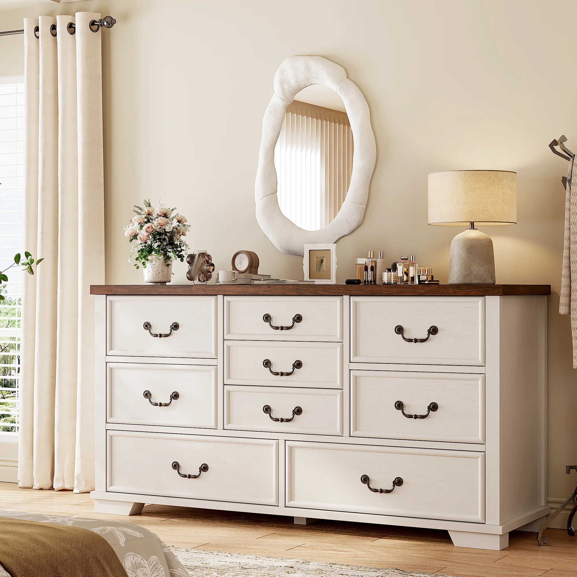 EnHomee Wood Dressers for Bedroom with 9 Drawers White Dresser Chest of Drawers for Living Room - Image 12