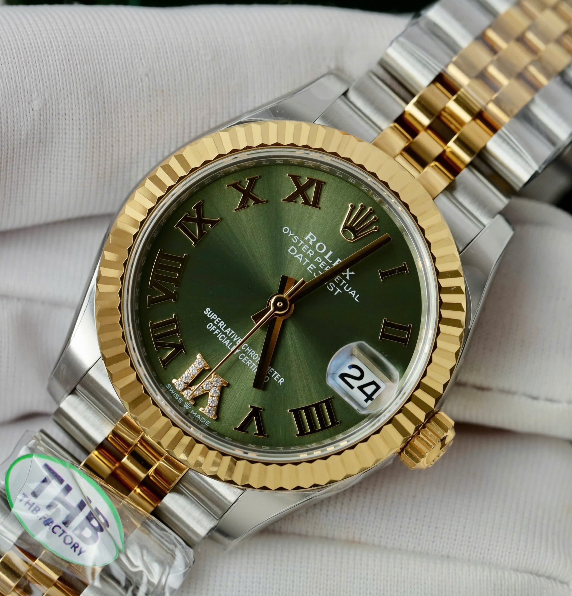 Rolex DateJust Best Replica Watch Green Dial Jubilee Strap THB Factory 31mm - Top club