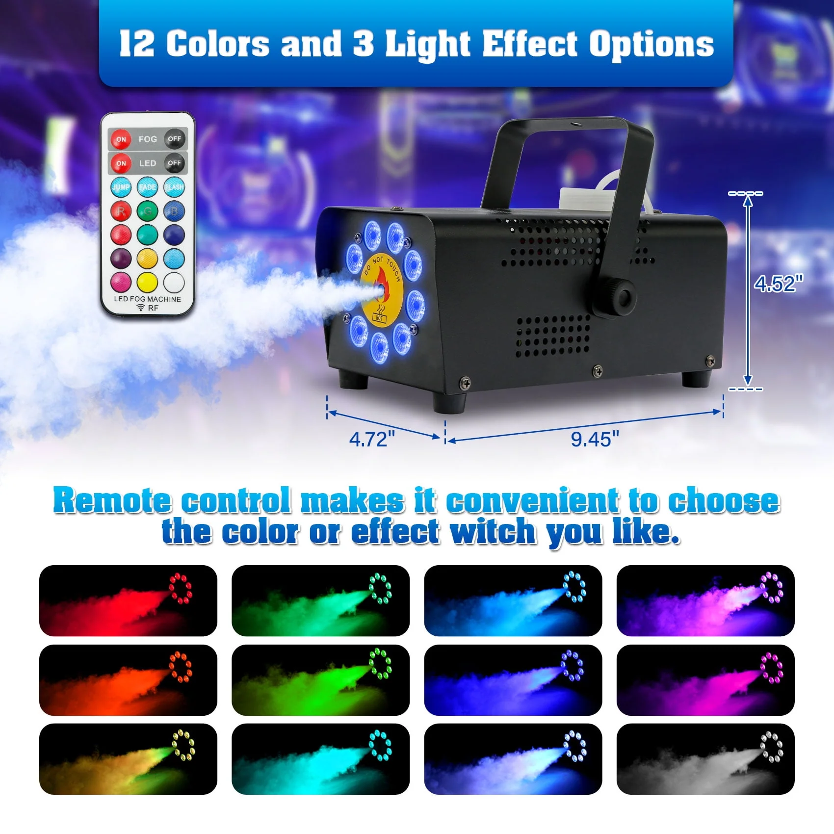 TCFUNDY 500W Fog Machine w/ LED RGB 9IN1 Fogger Smoke Maker with Wireless Remote Controller - Image 4 TCFUNDY 500W Fog Machine w/ LED RGB 9IN1 Fogger Smoke Maker with Wireless Remote Controller - Image 4