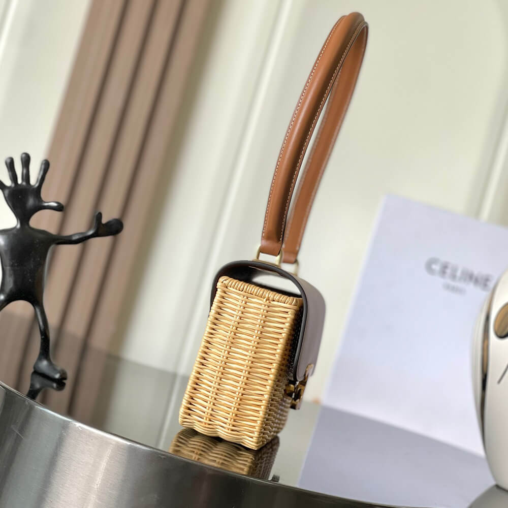 CELINE TEEN GARANCE BAG IN WICKER AND NATURAL CALFSKIN(HIGH-END GRADE)1:1High-quality replica