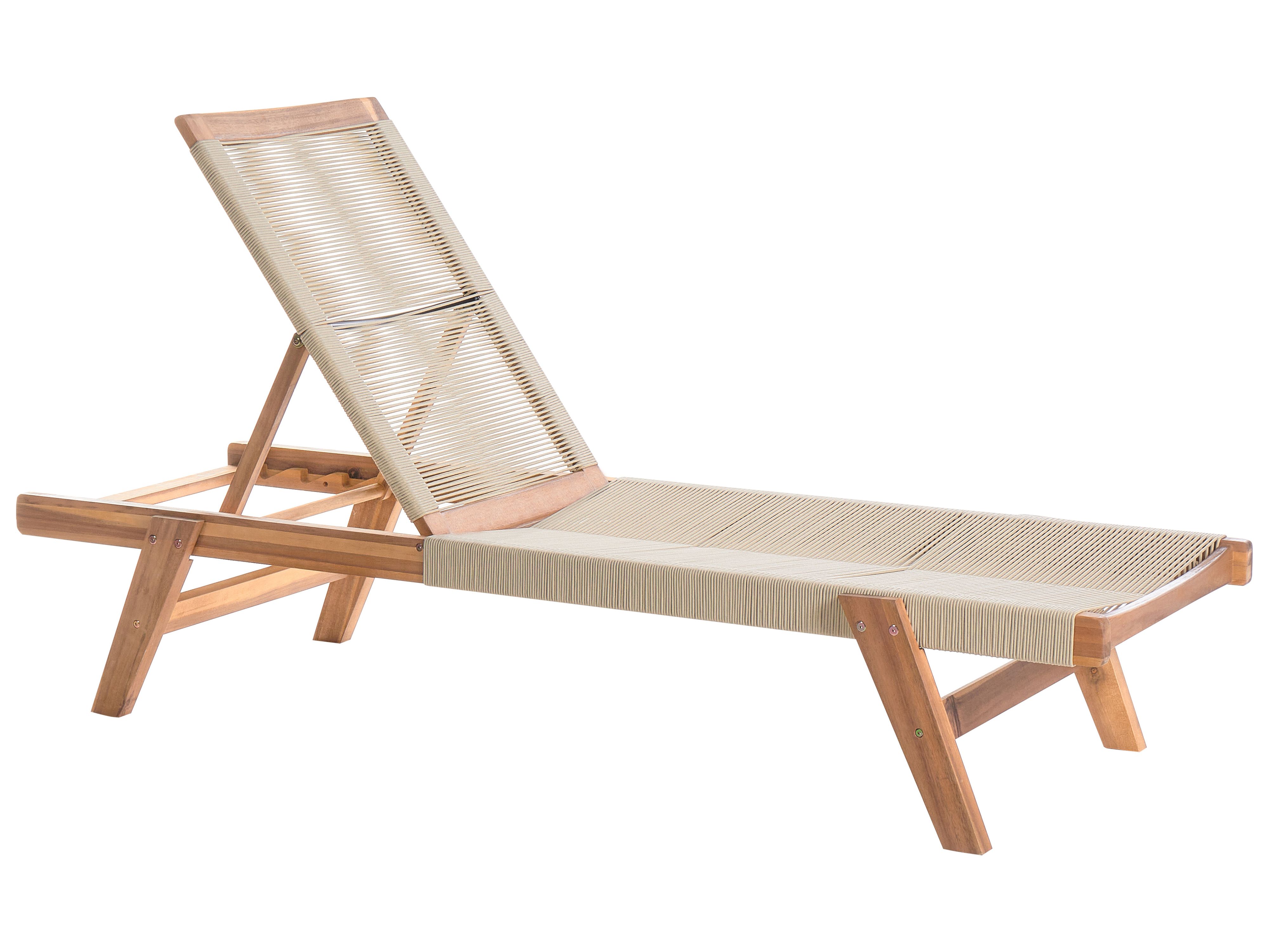 Sun Lounger PROSSEDI Reclining Acacia Wood Beige
