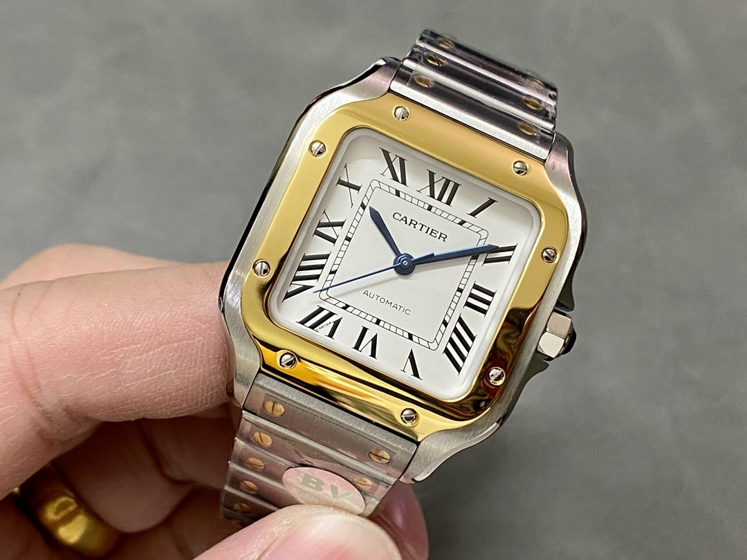 Fake Cartier Watch Santos medium model Manufacture mechanical movement Steel/Yellow Gold Silver Dial W2SA0016(1:1 replica) - Top club