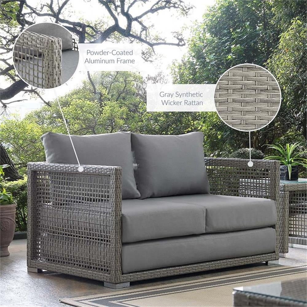 Afuera Living Wicker Patio Loveseat, Gray - 52in W x 32in D - Image 10 Afuera Living Wicker Patio Loveseat, Gray - 52in W x 32in D - Image 10