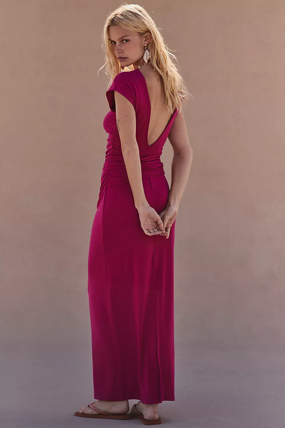Good Feels Cap-Sleeve Maxi Dress-Summer Cherries
