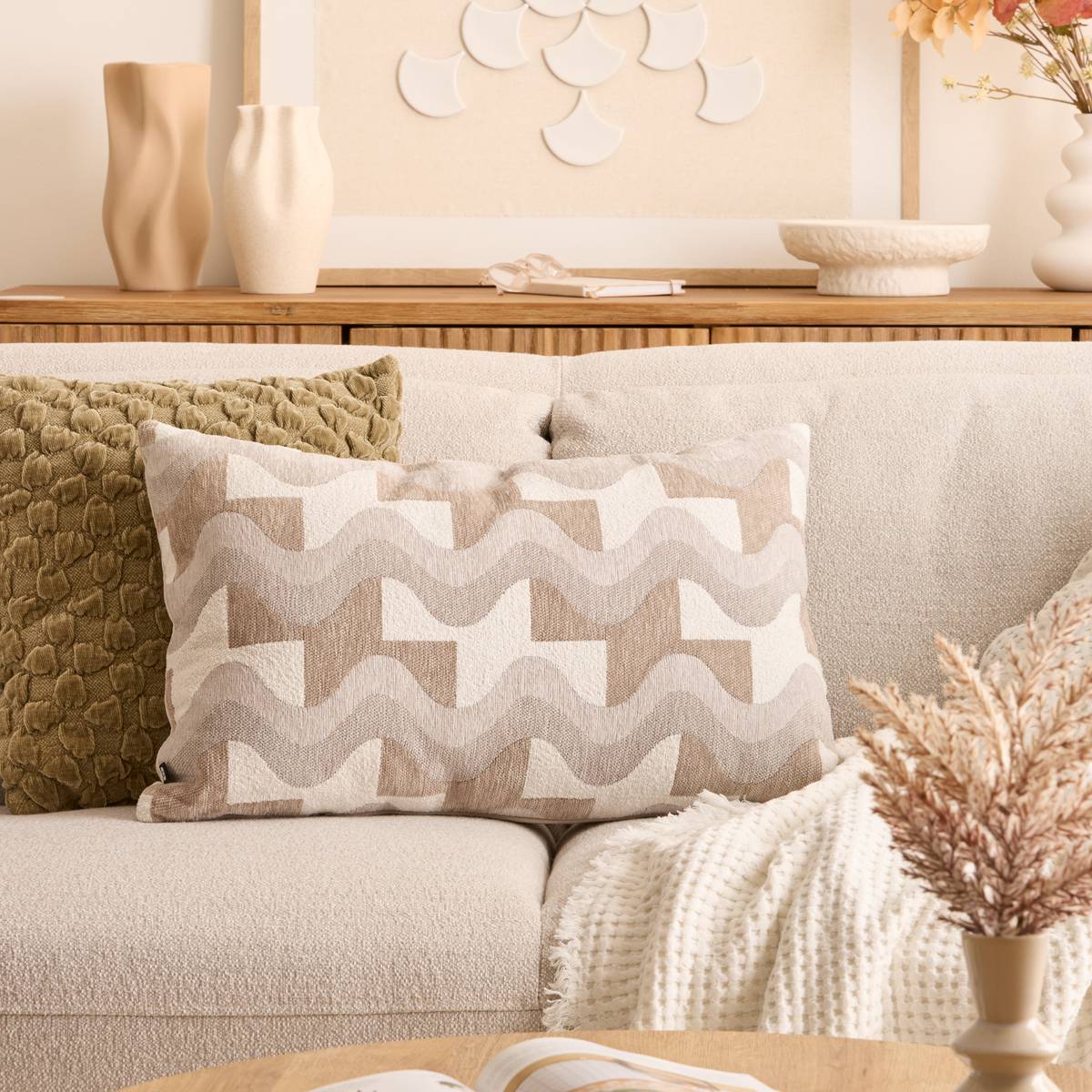 Cushion "Floe" Beige Linen, 58x38 cm