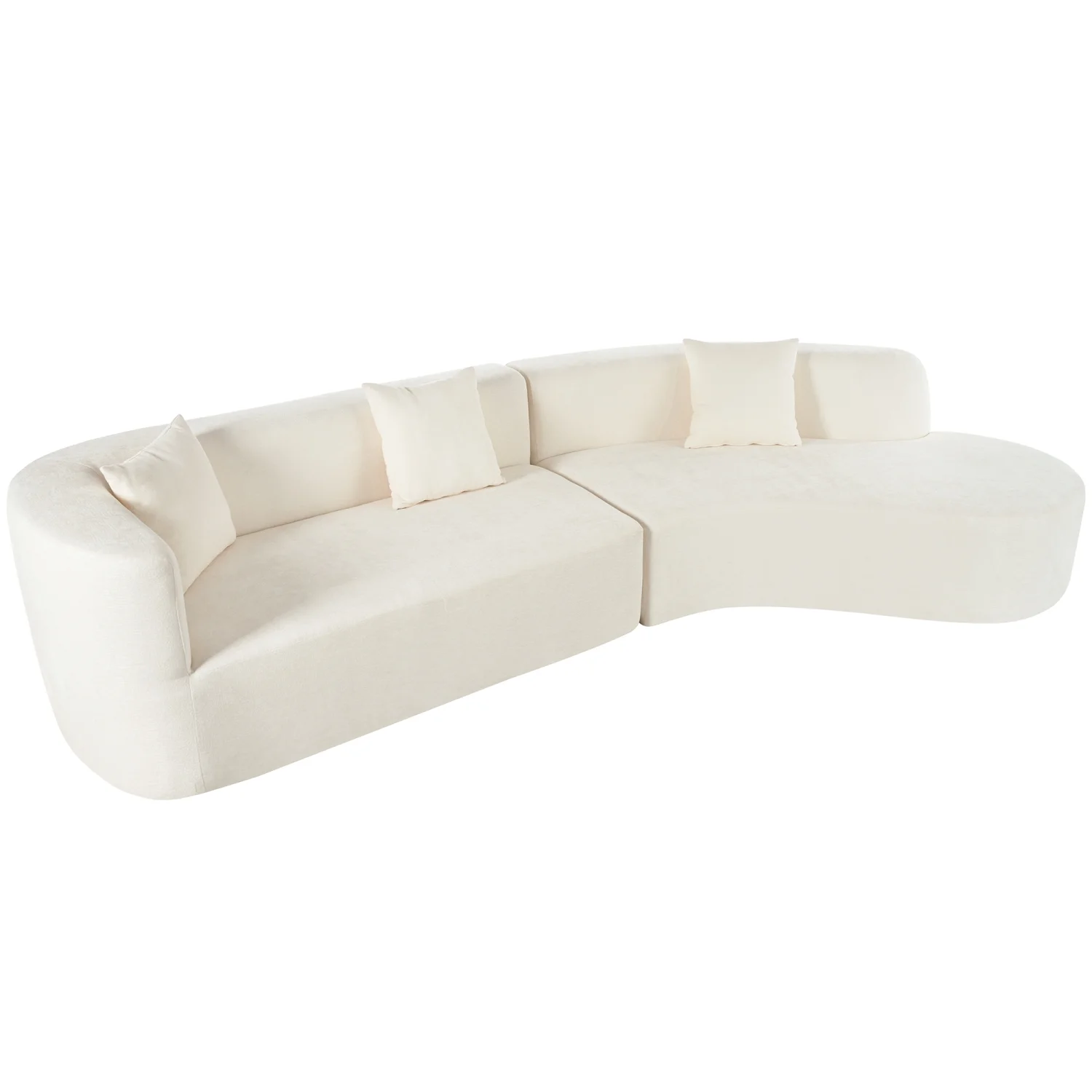 Harper & Bright Designs Modern Curved Floor Sofa Set, Modular Sectional Sponge Couch for Living Room, 2 PC Free Combination No Assembly Foam-Filled Sofa, Beige - Image 10