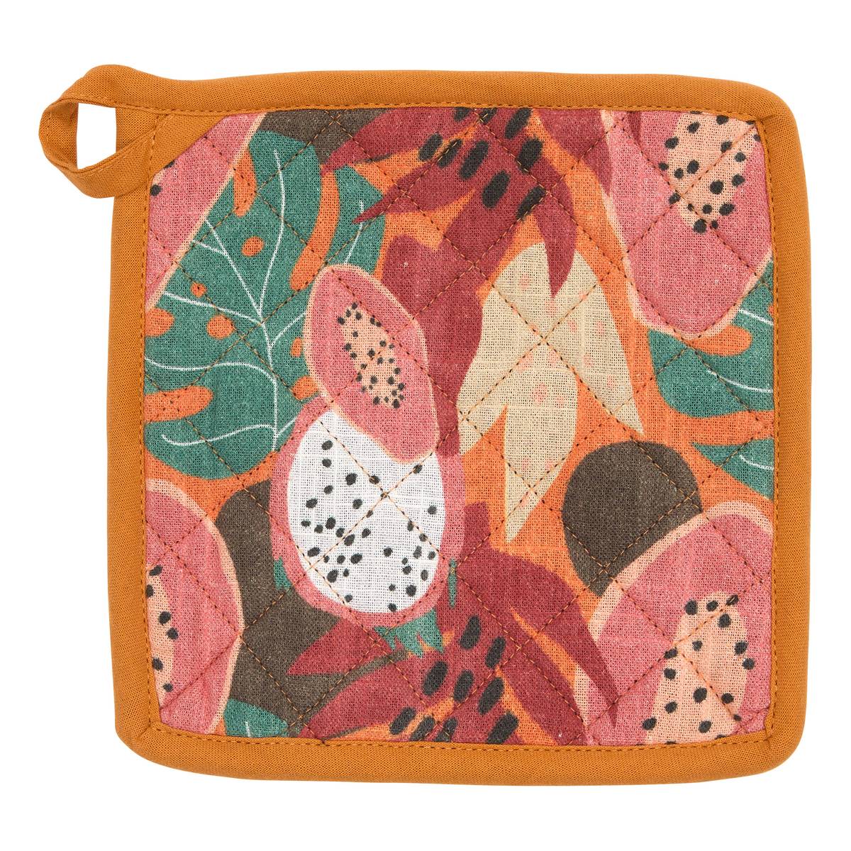 Glove and Pot Holder "Tropical" Multicolored, 20x32 cm