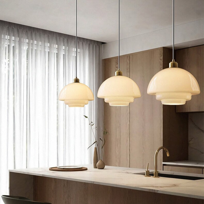 Ivorylight – Elegante Ivoor Glazen Hanglamp met Verstelbaar Snoer