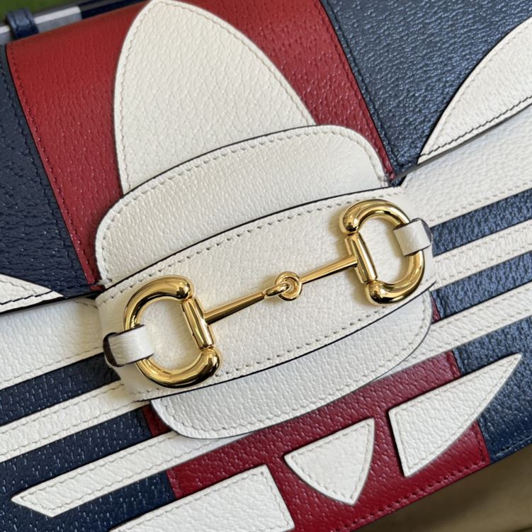 adidas x Gucci Gucci Horsebit 1955 small bag Dark blue and red leather – GB1051:1High-quality replica