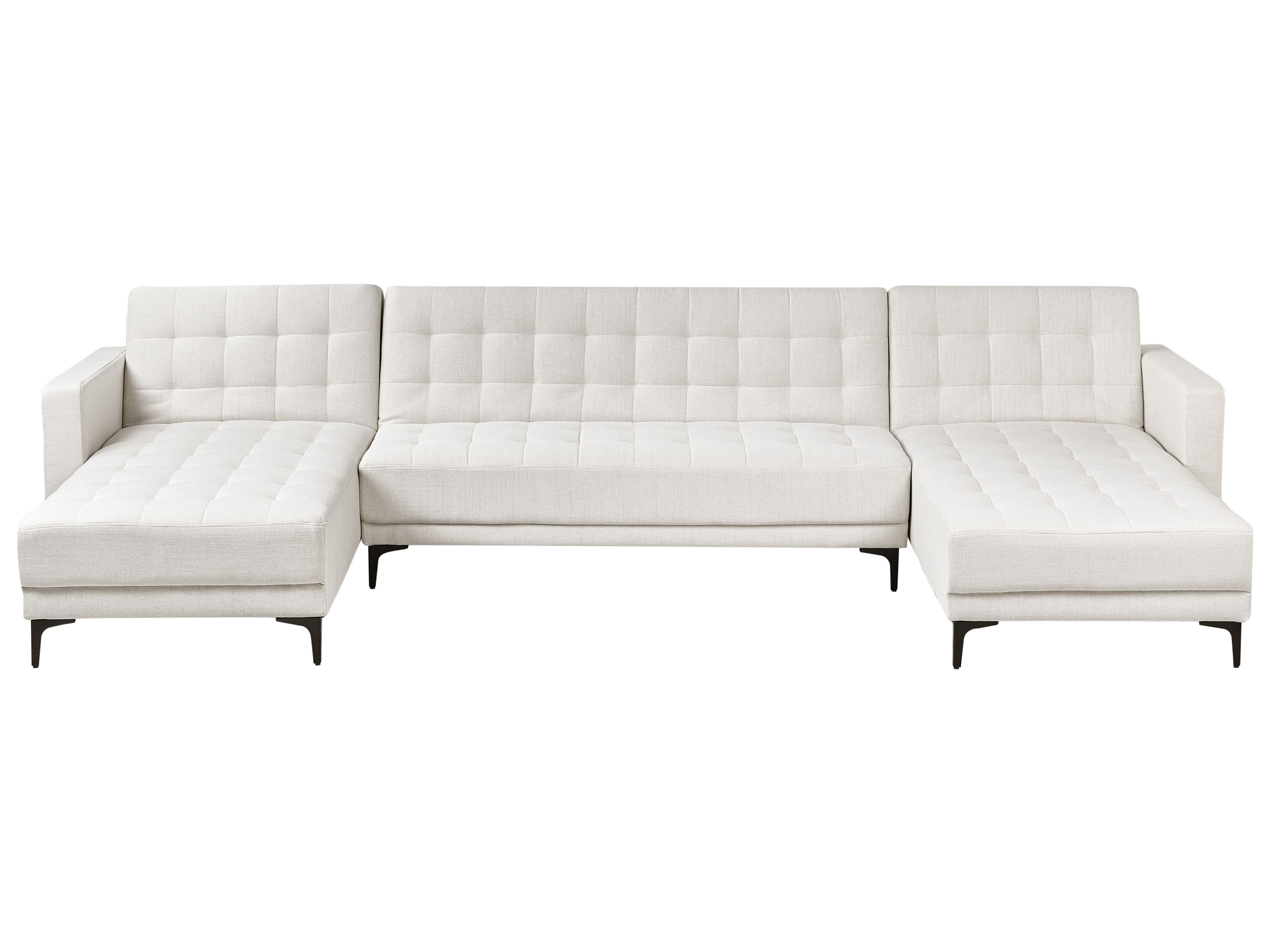 Modular U-Shape Sofa Bed 5 Seater ABERDEEN Fabric Off-White
