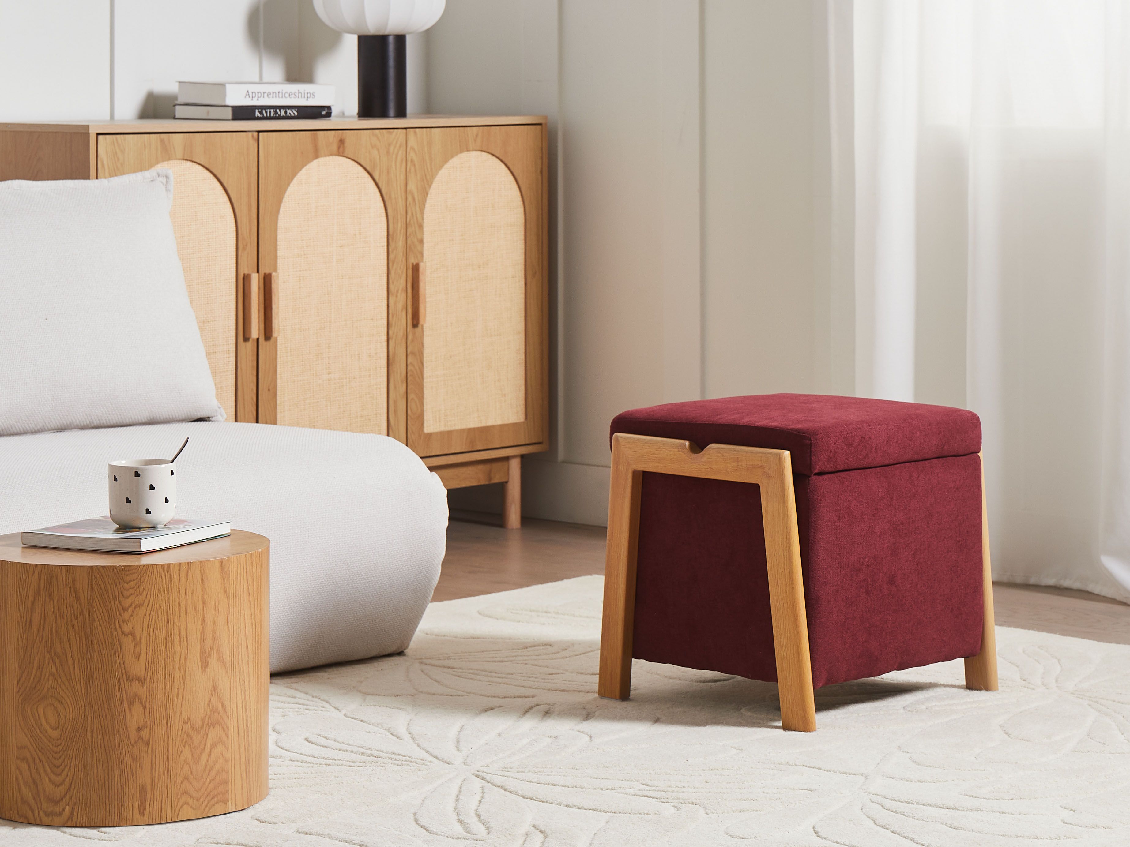 Storage Pouffe EDLAND Fabric 45 cm 43 cm Burgundy