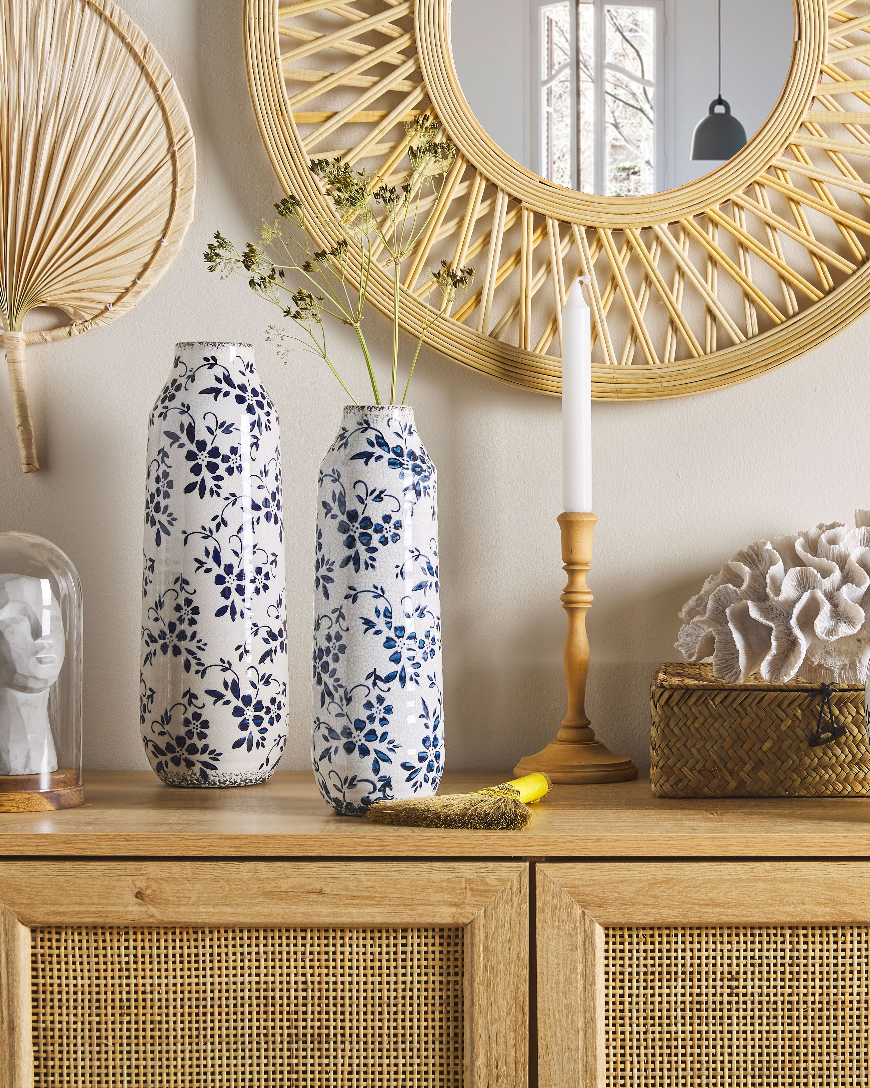 Flower Vase MULAI Stoneware 35 cm White
