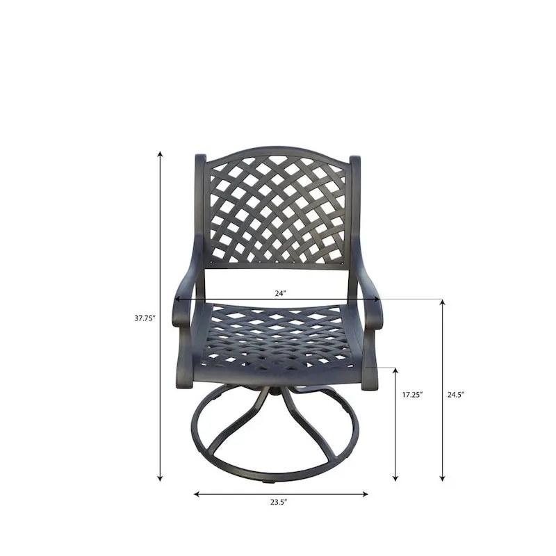 Darlee Nassau 11-Piece Cast Aluminum Outdoor Dining Set With 8 Chairs, 2 Swivel Rocker Chairs And Extendable Table - Antique Bronze - Image 7 Darlee Nassau 11-Piece Cast Aluminum Outdoor Dining Set With 8 Chairs, 2 Swivel Rocker Chairs And Extendable Table - Antique Bronze - Image 7