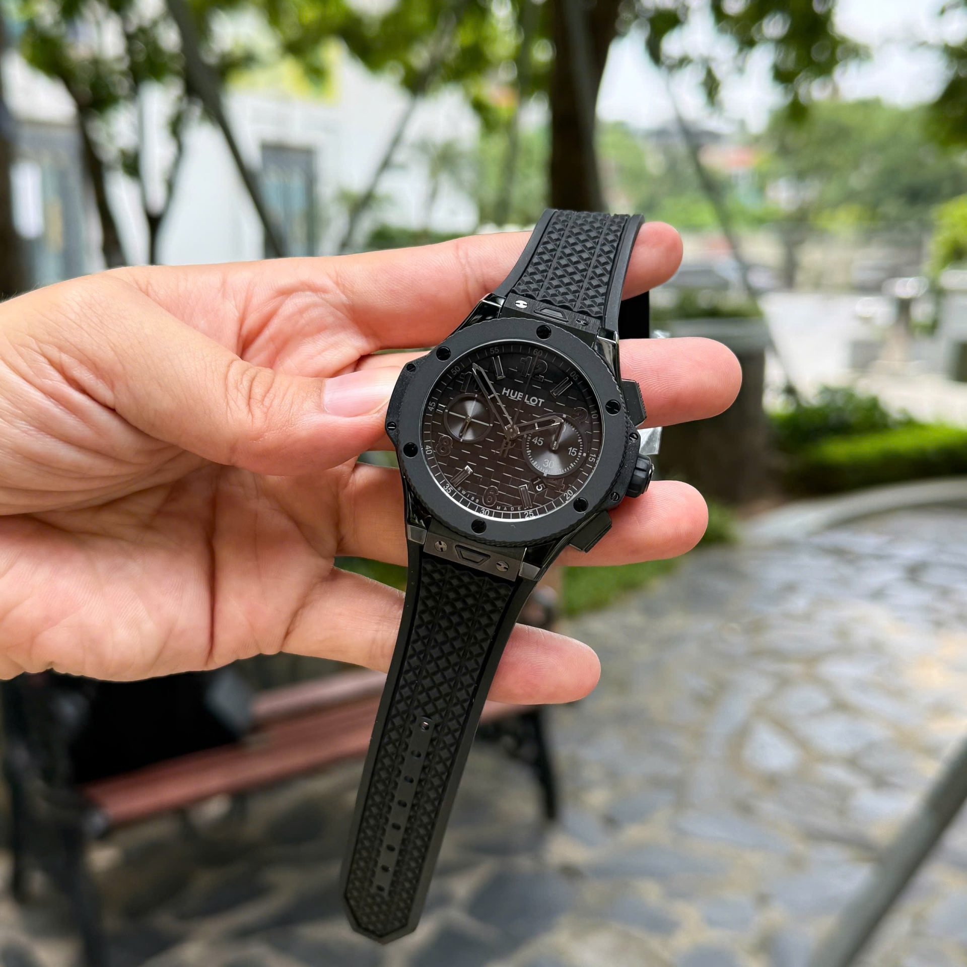 Hublot Knock Off Watches Big Bang 20th Anniversary Chronograph Ceramic All Black BBA Factory 43mm - Elite Watch Atelier
