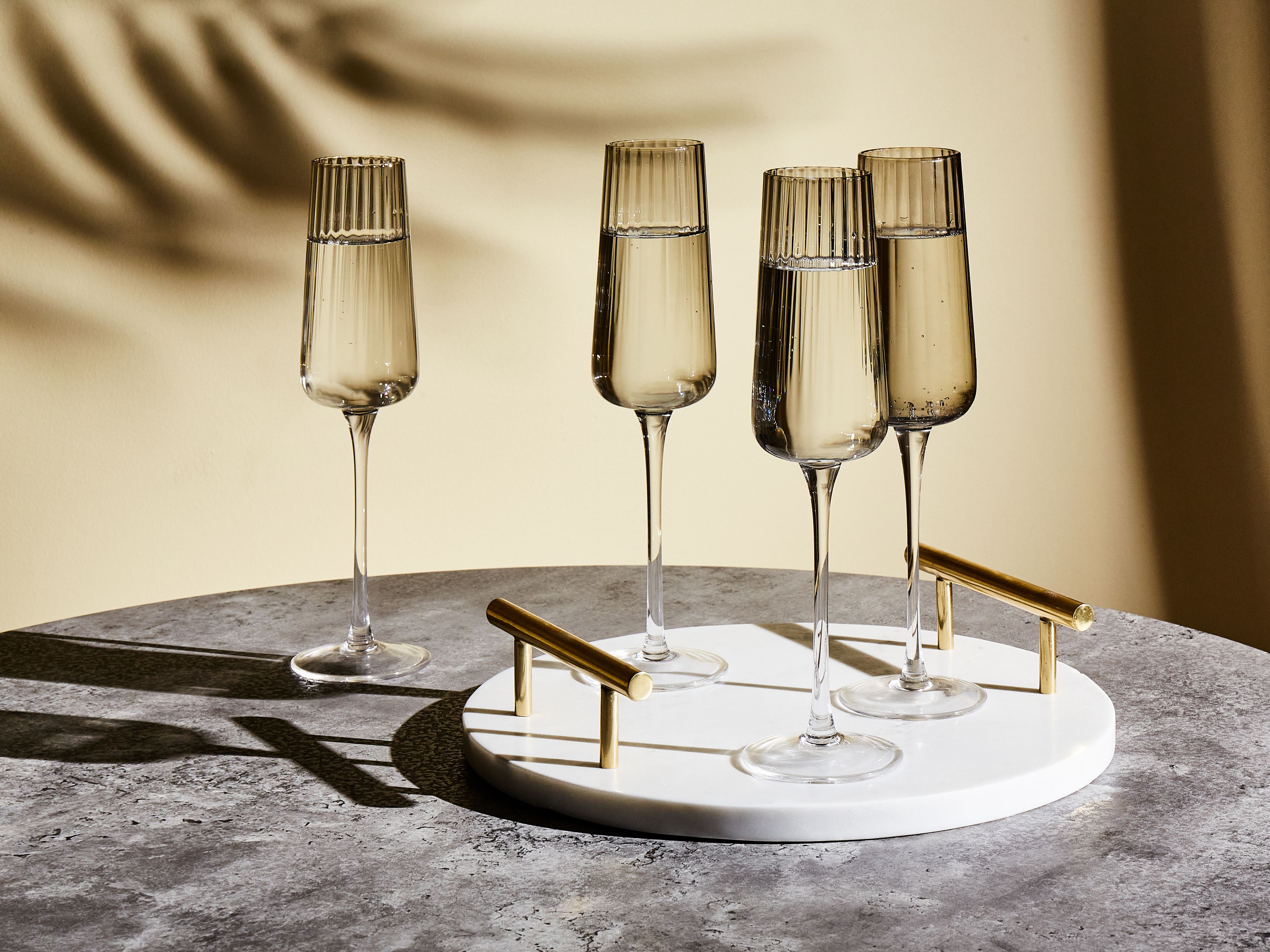 Set of 4 Champagne Flutes QUARTZ 230 ml Grey