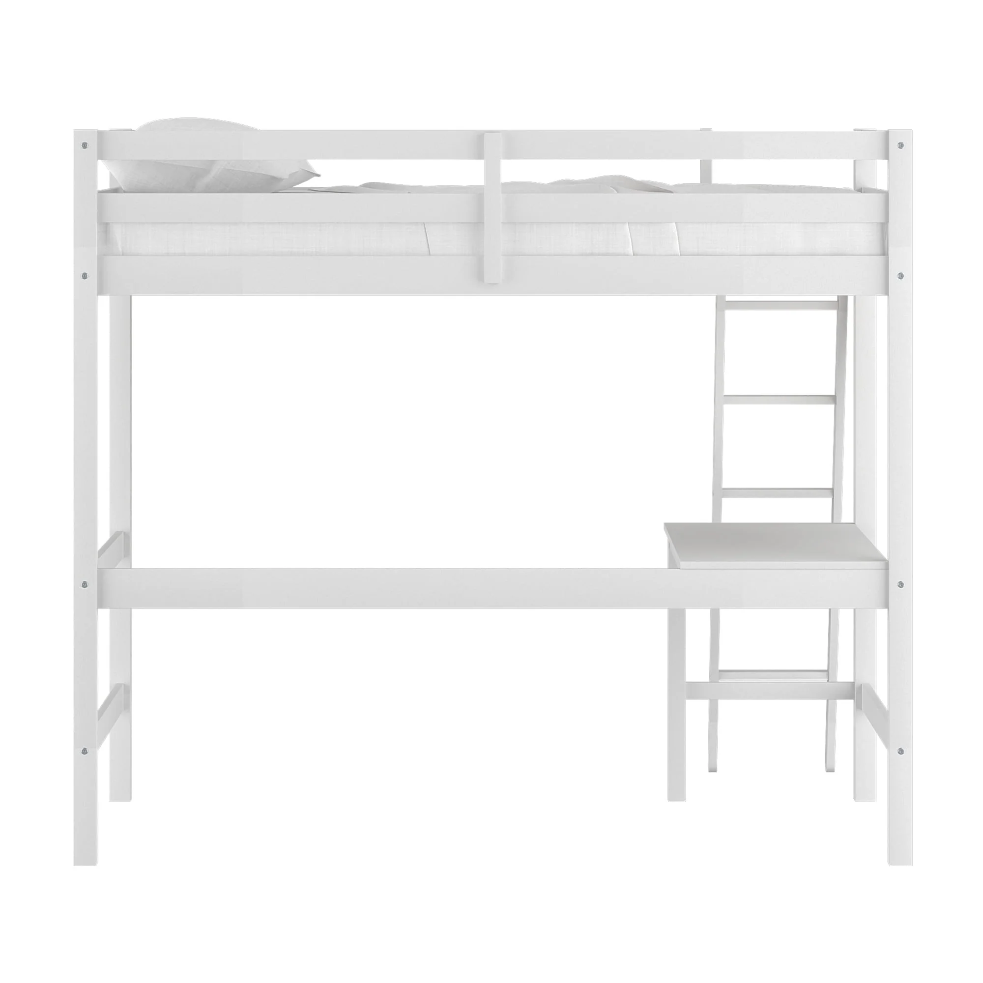 Hillsdale Campbell Wood Twin Loft Bunk Bed with Desk, White - Image 9