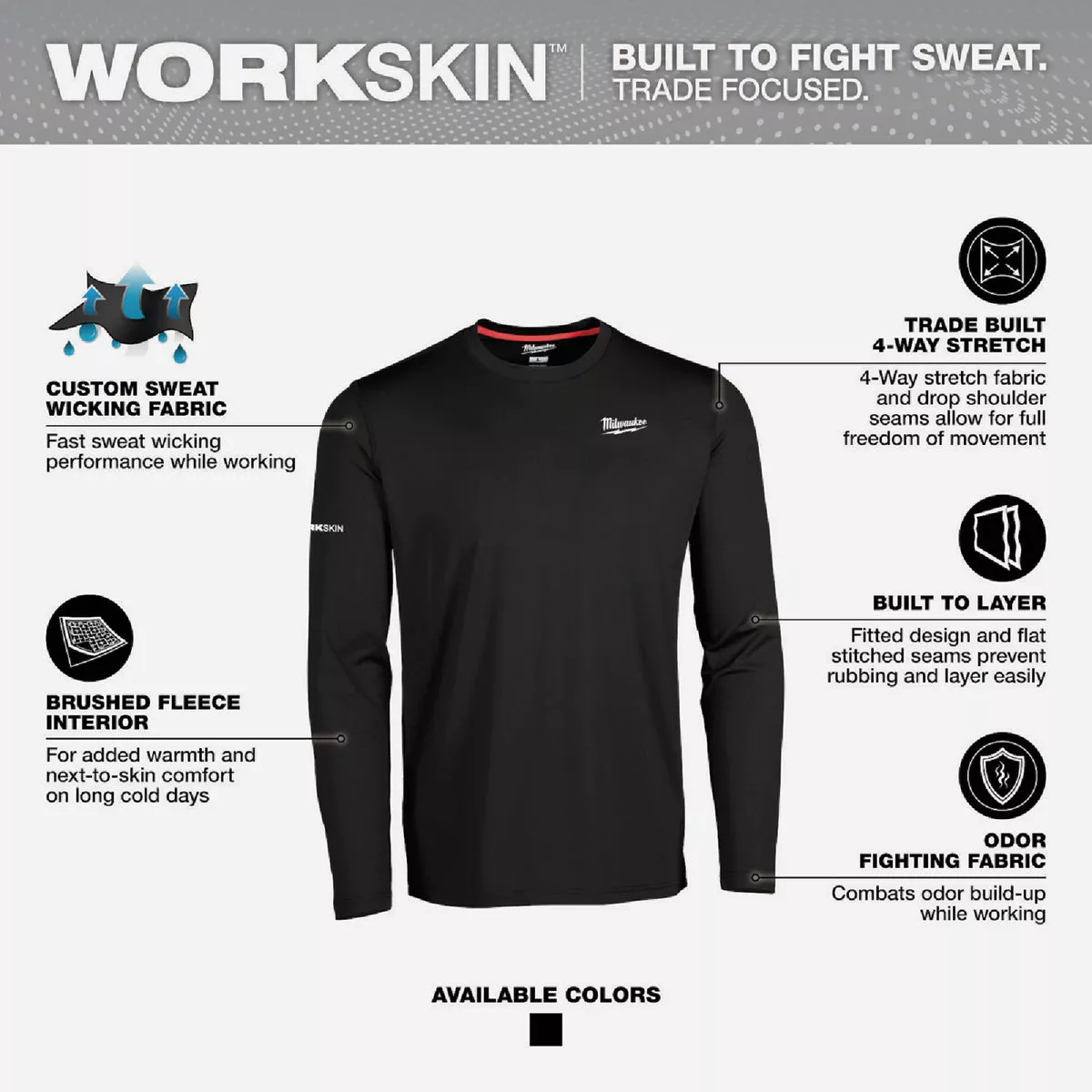 Milwaukee Workskin XL Black Long Sleeve Men's Base Layer Shirt