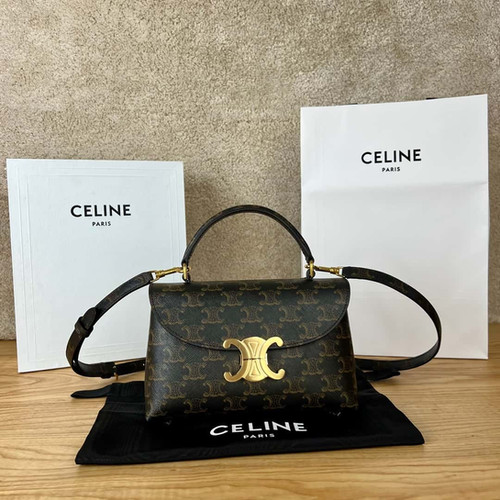 CELINE NINO small logo printed cowhide leather handbag old flower