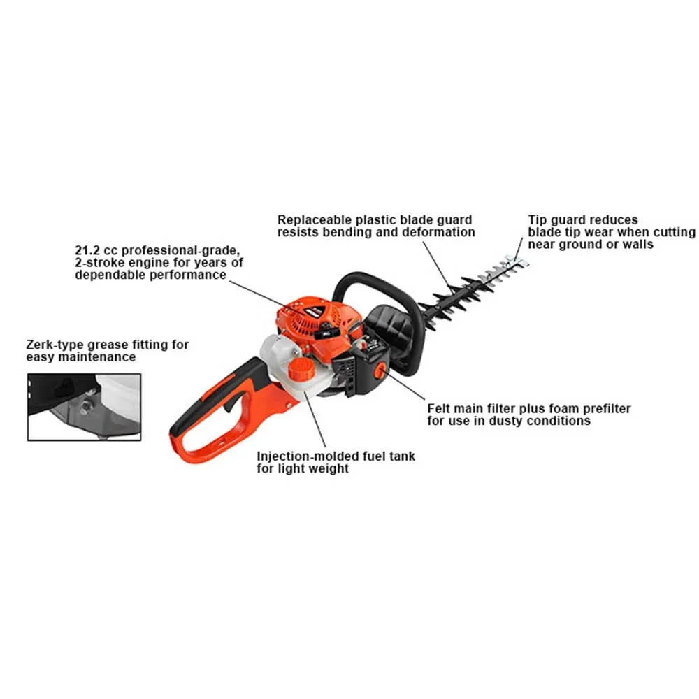 Echo Gas Powered Hedge Trimmer, 20 in 21.2 cc 2-Stroke, Double-Sided Blades - HC-2020AA - Image 2 Echo Gas Powered Hedge Trimmer, 20 in 21.2 cc 2-Stroke, Double-Sided Blades - HC-2020AA - Image 2