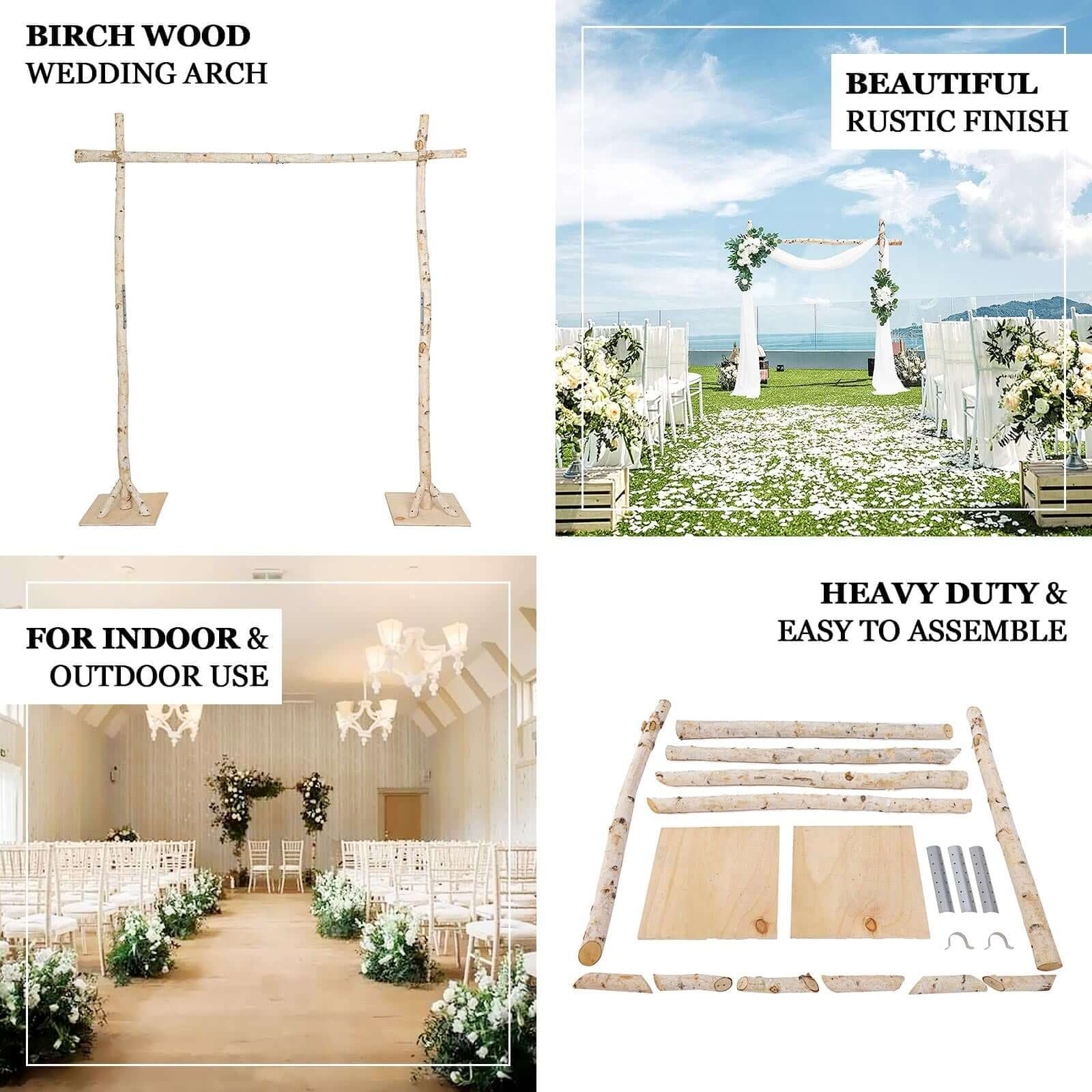 Efavormart 7FT Rustic Square Wedding Arch Wooden Backdrop Stand, Wedding Ceremony Arch - Brown - Image 37
