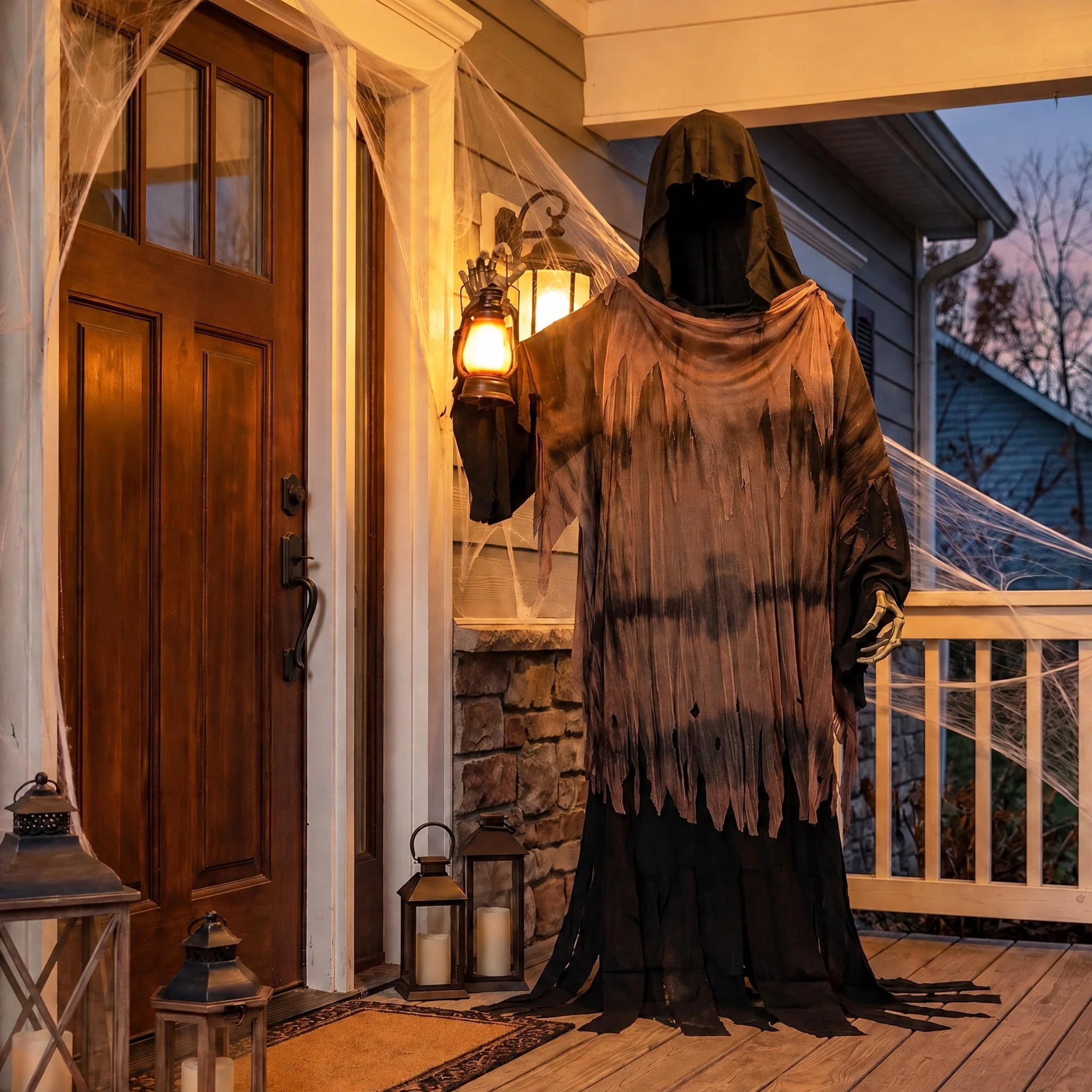 Animated Reaper with Lantern Decoration, Black and Brown, 84", Halloween by Way To Celebrate - Image 2 Animated Reaper with Lantern Decoration, Black and Brown, 84", Halloween by Way To Celebrate - Image 2