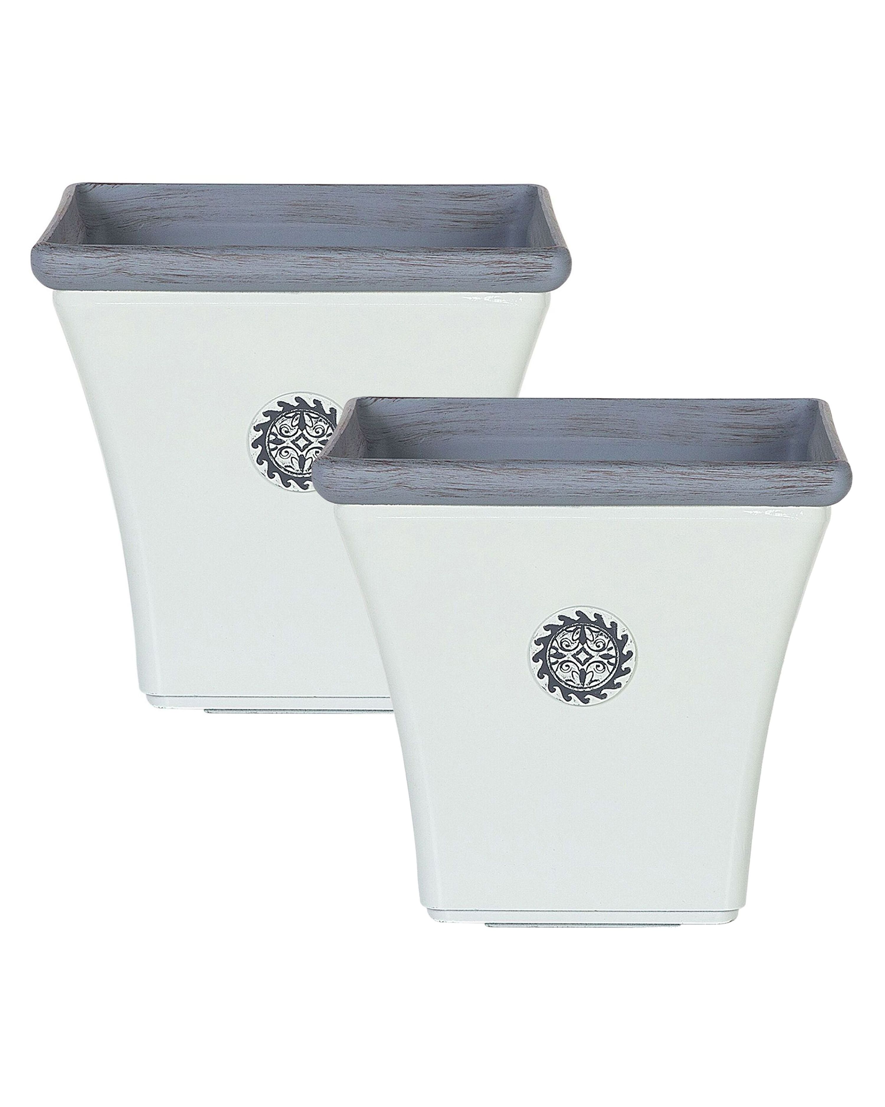 Set of 2 Plant Pots ELATEIA 32 cm White
