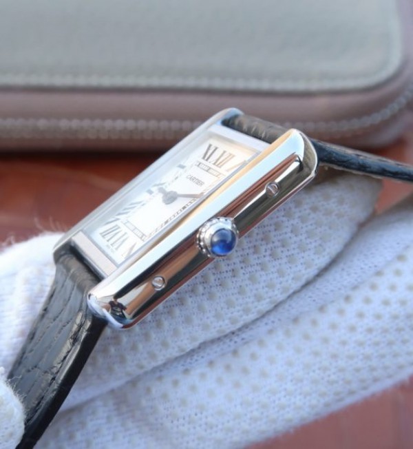 Replica Cartier Tank Solo SS White Dial Black Leather Strap Ronda Quartz - Top club