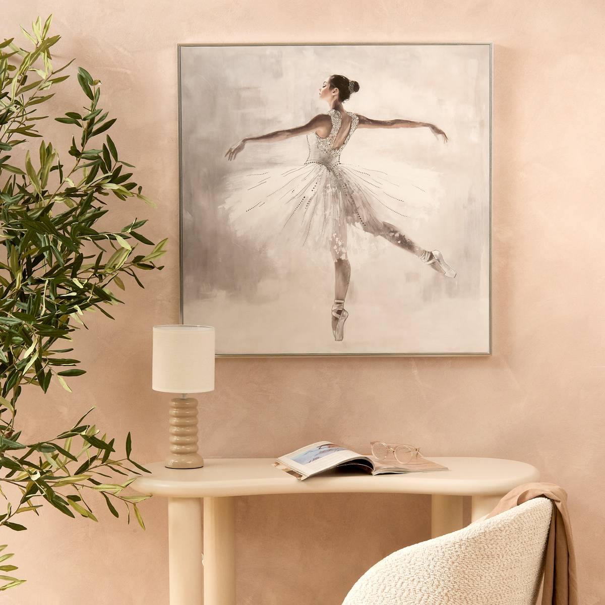 Framed Canvas Print "Vivi" Grey, 78x78 cm