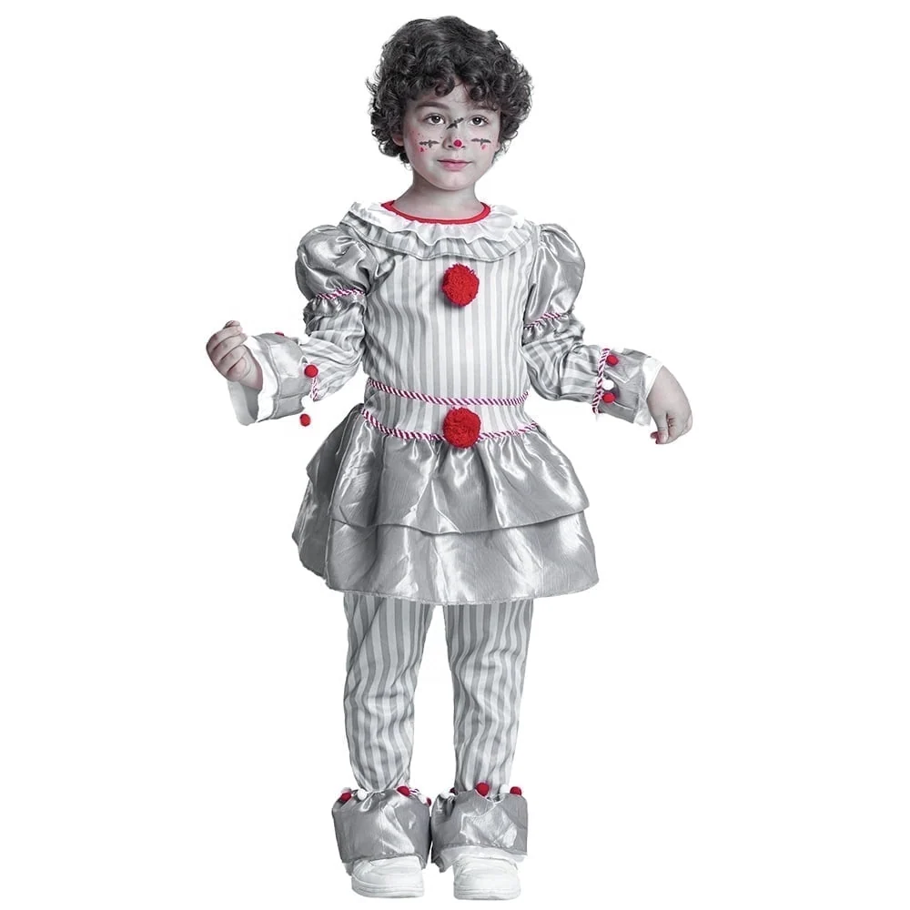 Kids Clown Costume Halloween, Classic Movies Character Fancy Dress Suit for Boys Girls Carnival Party 3-10 Years - Image 2 Kids Clown Costume Halloween, Classic Movies Character Fancy Dress Suit for Boys Girls Carnival Party 3-10 Years - Image 2