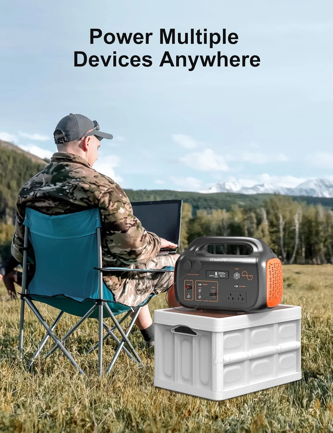 GreenOE Portable Power Station 1000W 1024Wh Solar Powered Generator with 100W Solar Panel, Camping Power Bank for Outdoors Travel Hunting Home Lithium Battery Backup - Image 25