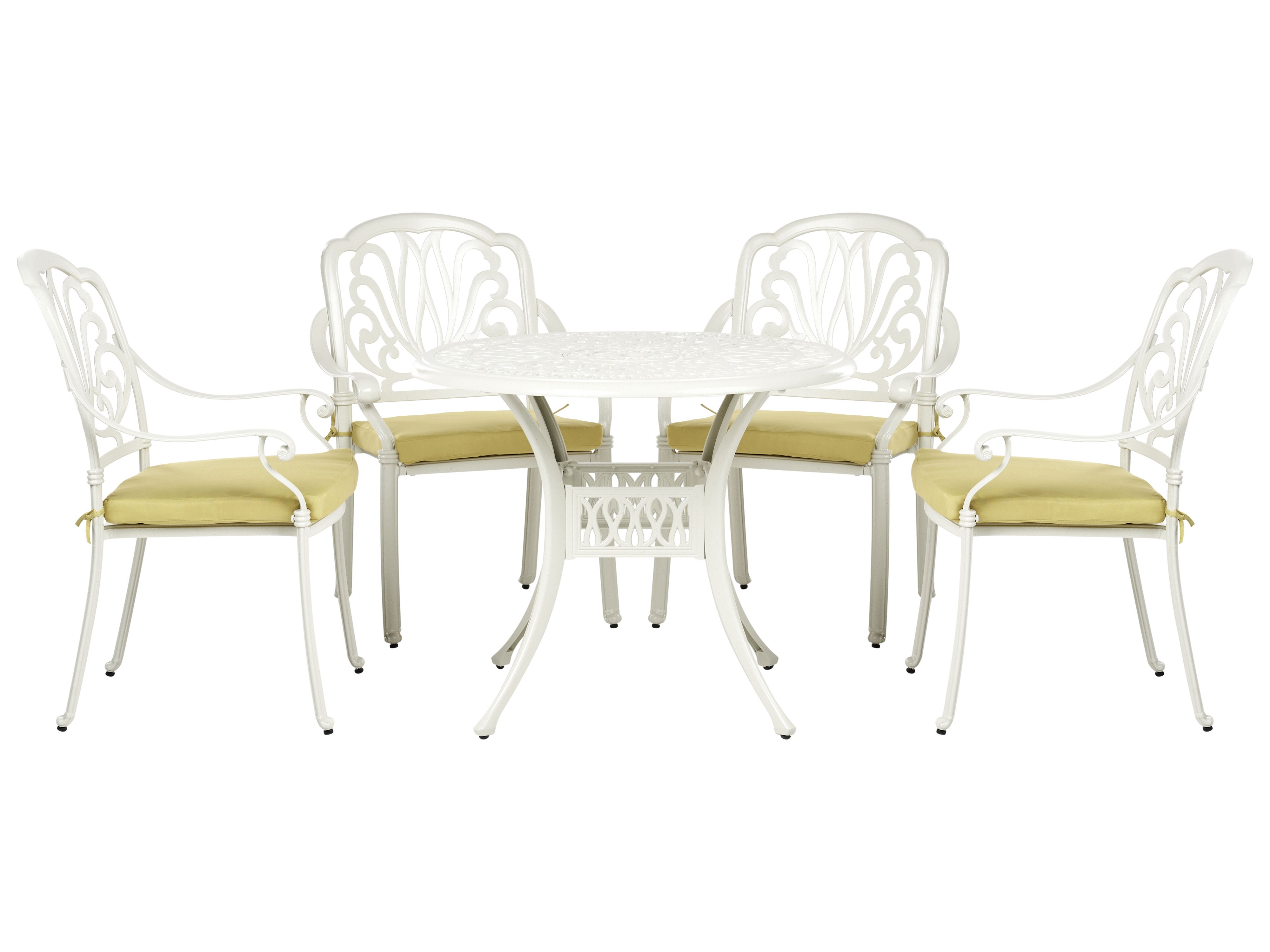 Garden Dining Set 4 Seater ANCONA with Cushions Metal Off-White