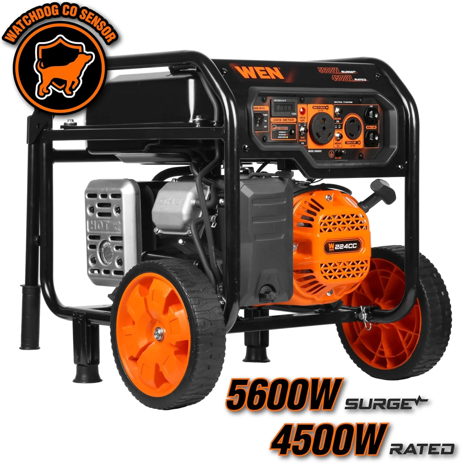 WEN 5600-Watt Portable Generator, Electric Start, 224cc, Transfer-Switch And RV-Ready - GN5602X - Image 2 WEN 5600-Watt Portable Generator, Electric Start, 224cc, Transfer-Switch And RV-Ready - GN5602X - Image 2