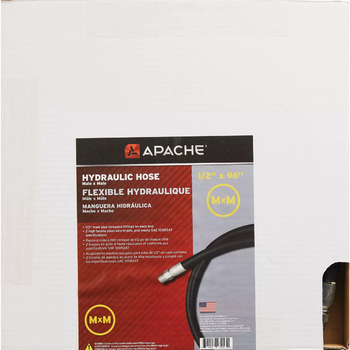 Apache 1/2 In. x 96 In. Male to Male Hydraulic Hose